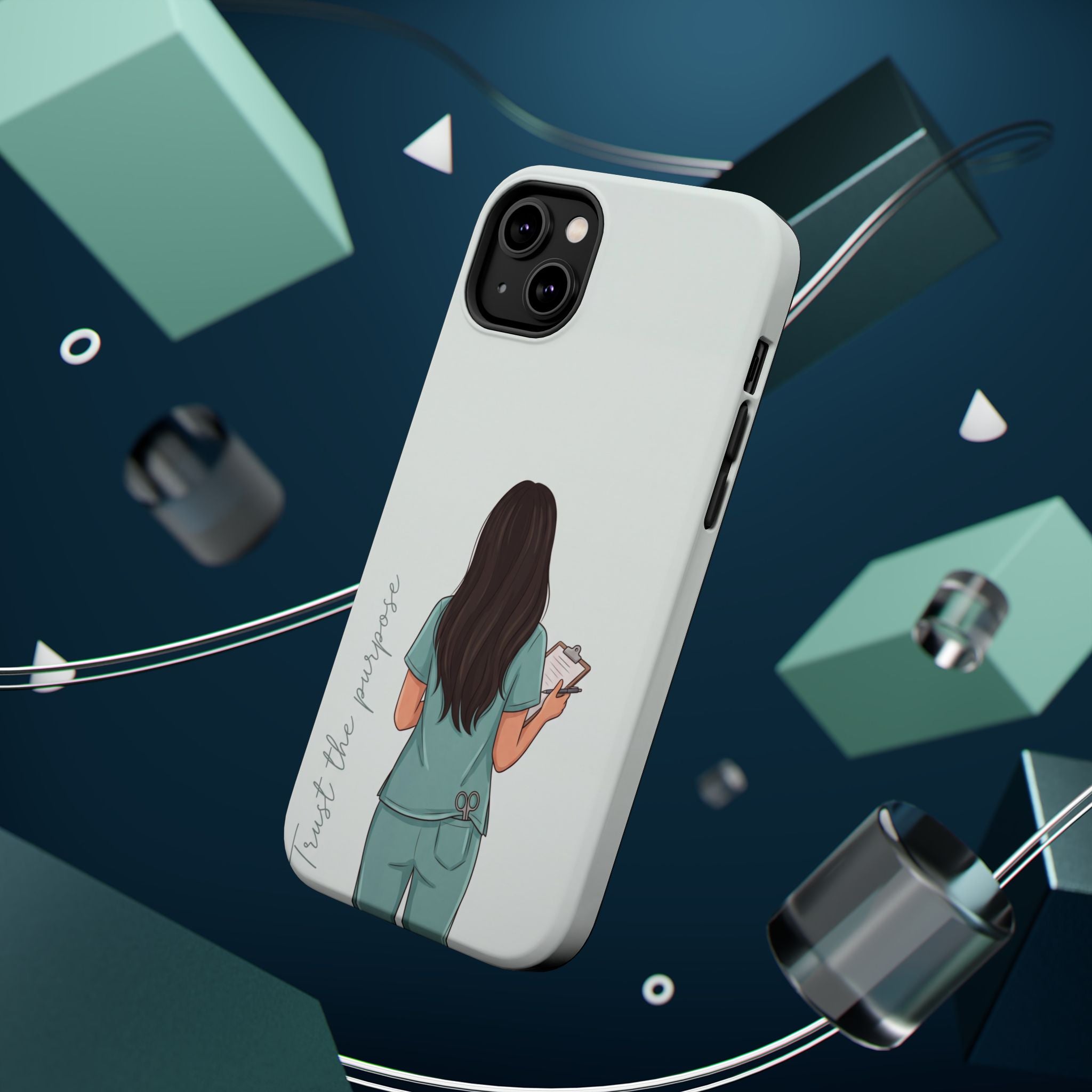 Nurse Illustration Phone Case — Impact-Resistant Wireless Charging Cover