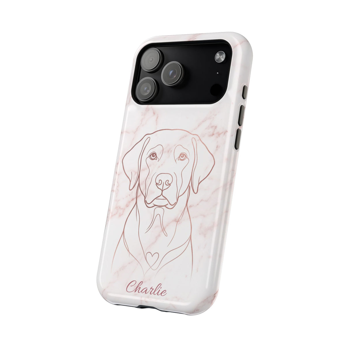 Personalized Rose Gold Marble Labrador Phone Case — Tough Magnetic Case with Wireless Charging