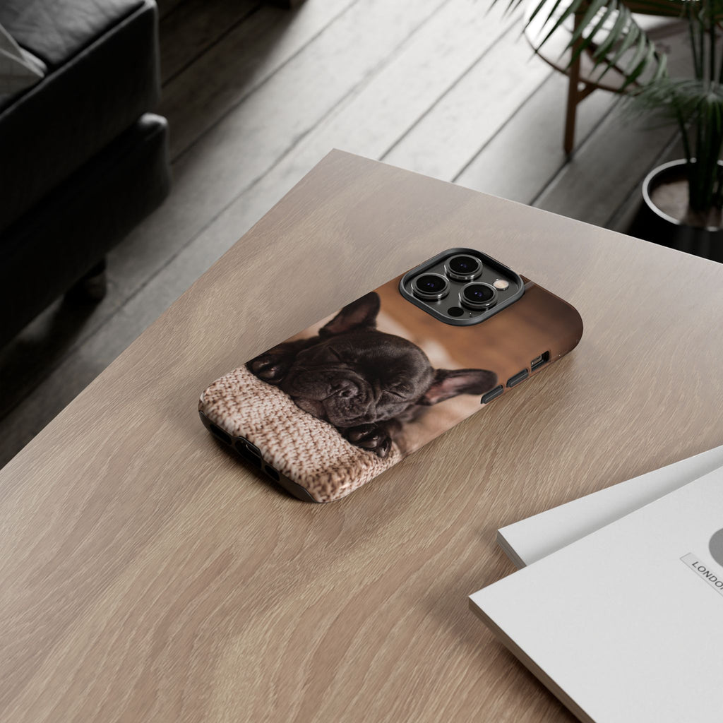 Sleeping French Bulldog Phone Case | Cozy Frenchie Resting on Blanket | iPhone & Samsung