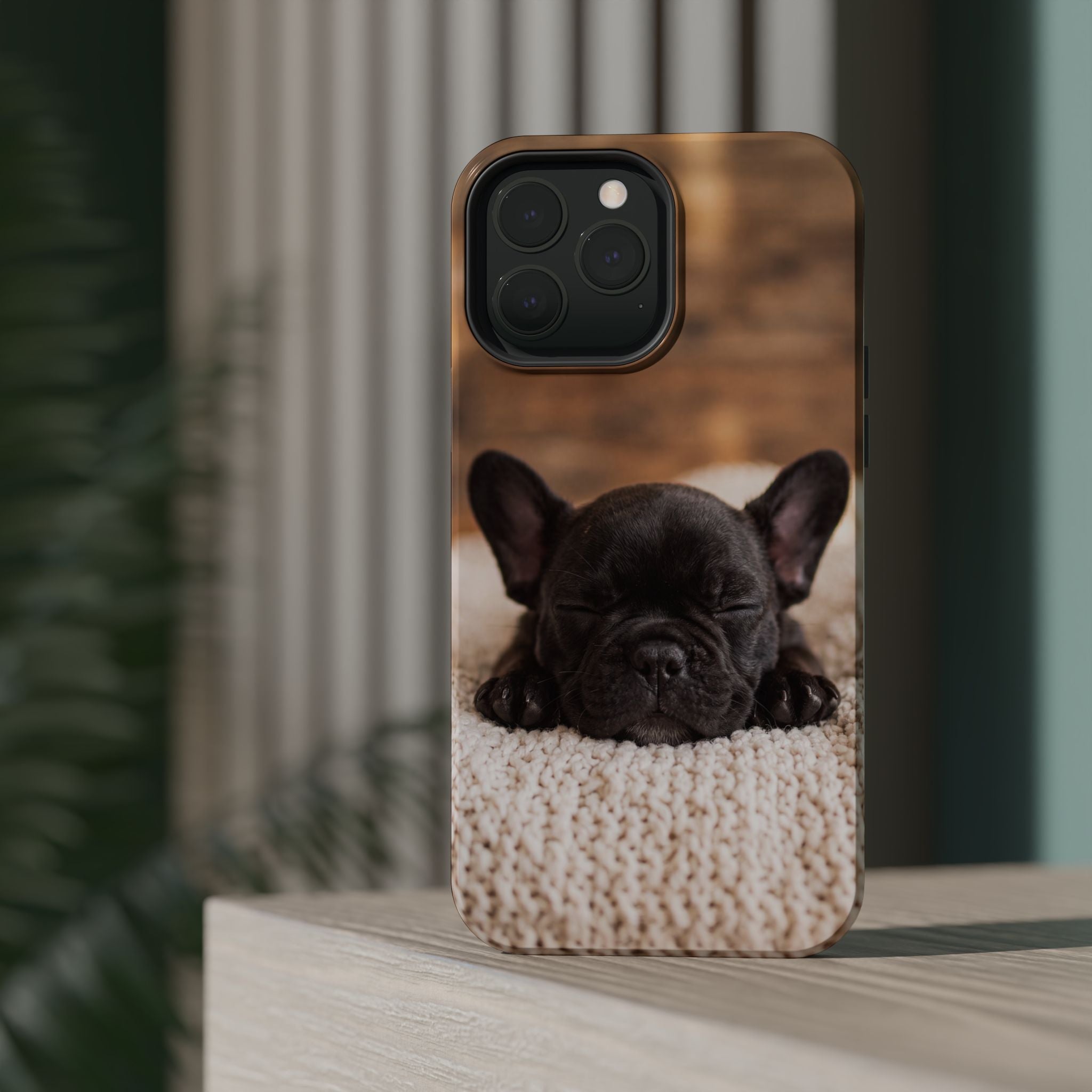 Sleepy French Bulldog Phone Case — Impact-Resistant Wireless Charging Cover