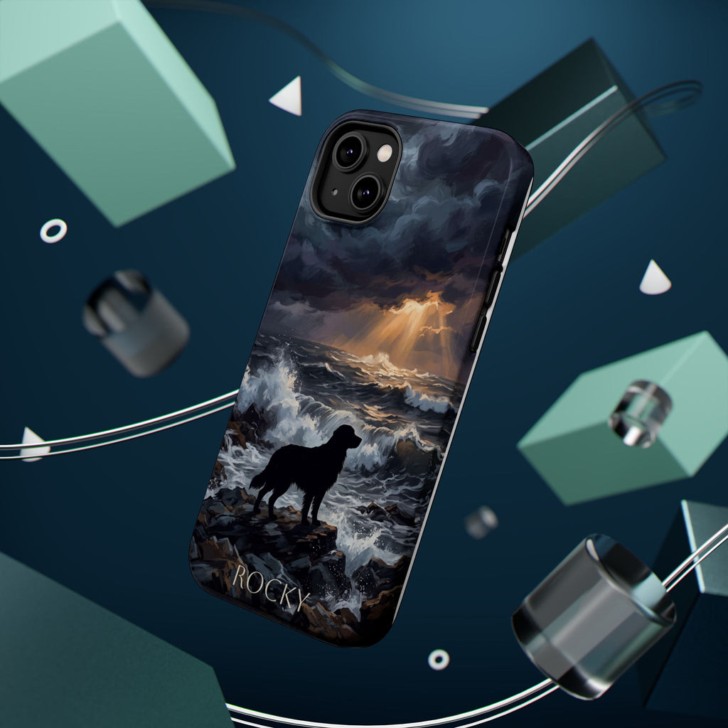 Personalized Golden Retriever Stormy Sea Phone Case — Wireless Charging Cover