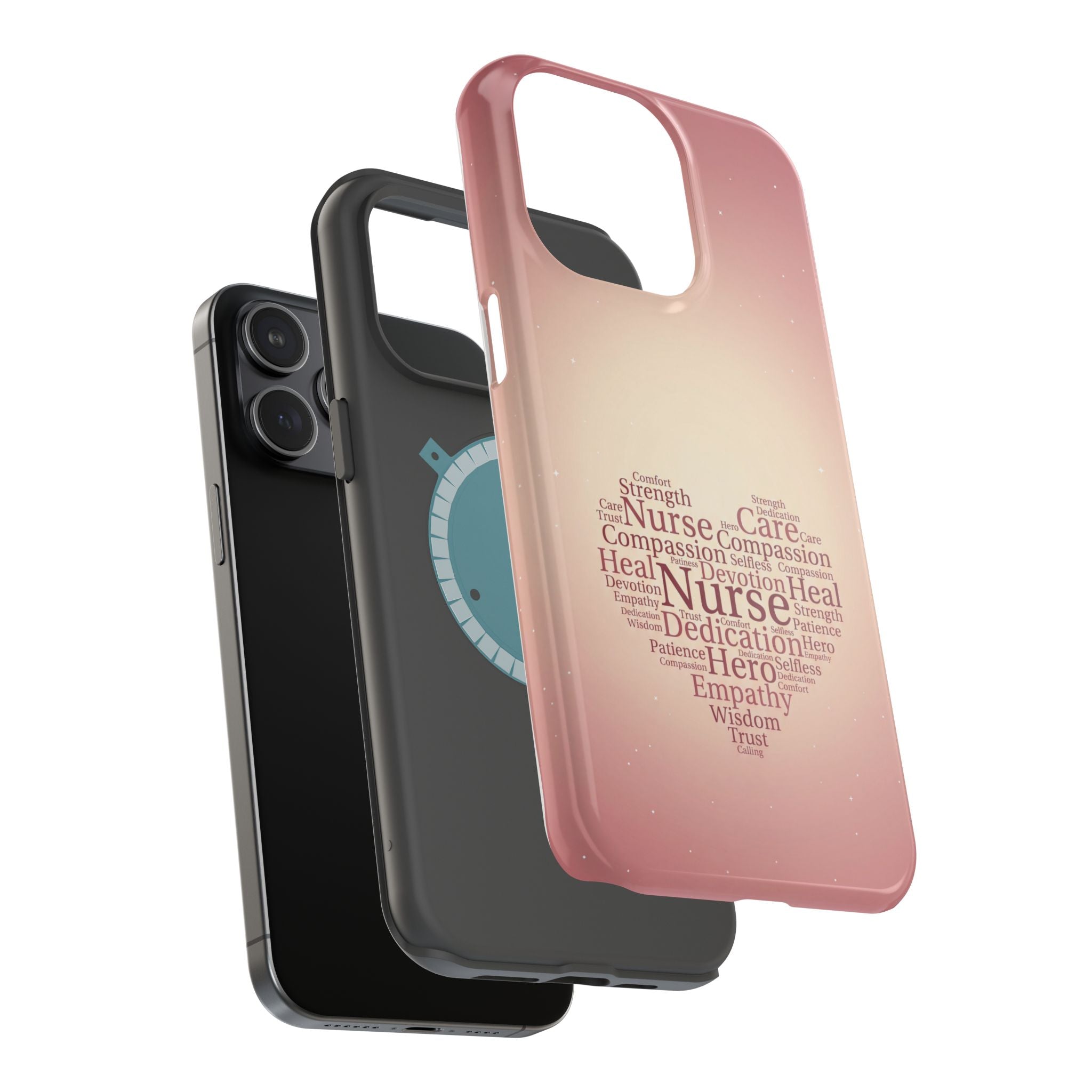 Nurse Heart Word Art Phone Case — Impact-Resistant Wireless Charging Cover