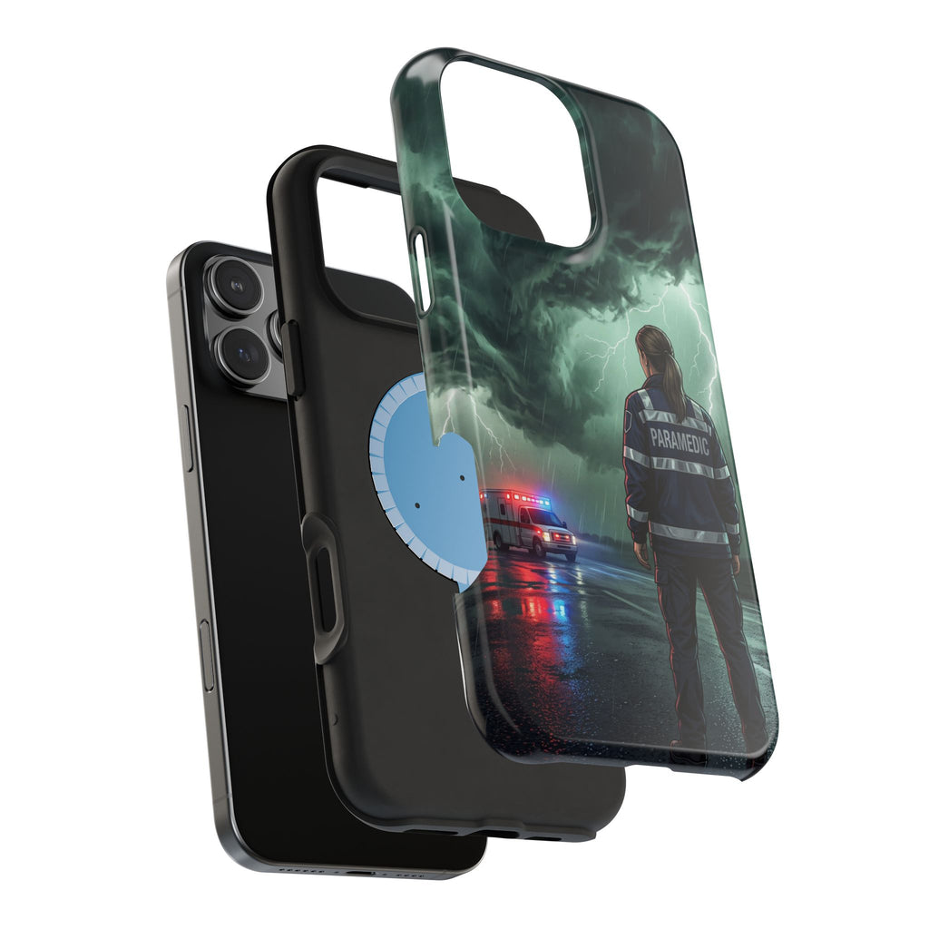 Female Paramedic Green Storm Phone Case — Magnetic Wireless Charging Cover