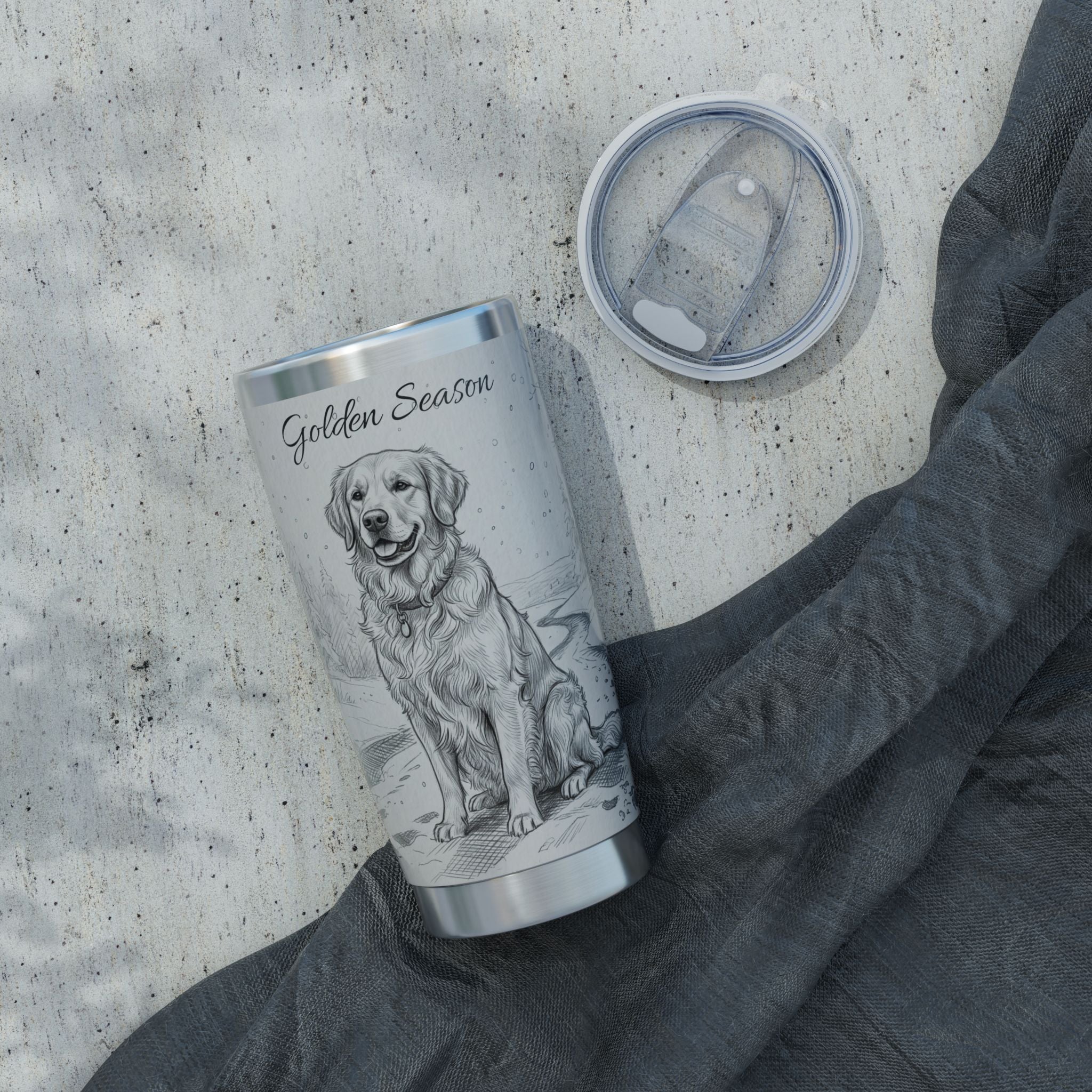 Golden Retriever Tumbler Personalized – 20 oz Stainless Steel Travel Mug with Custom Name, Woodland Forest Design