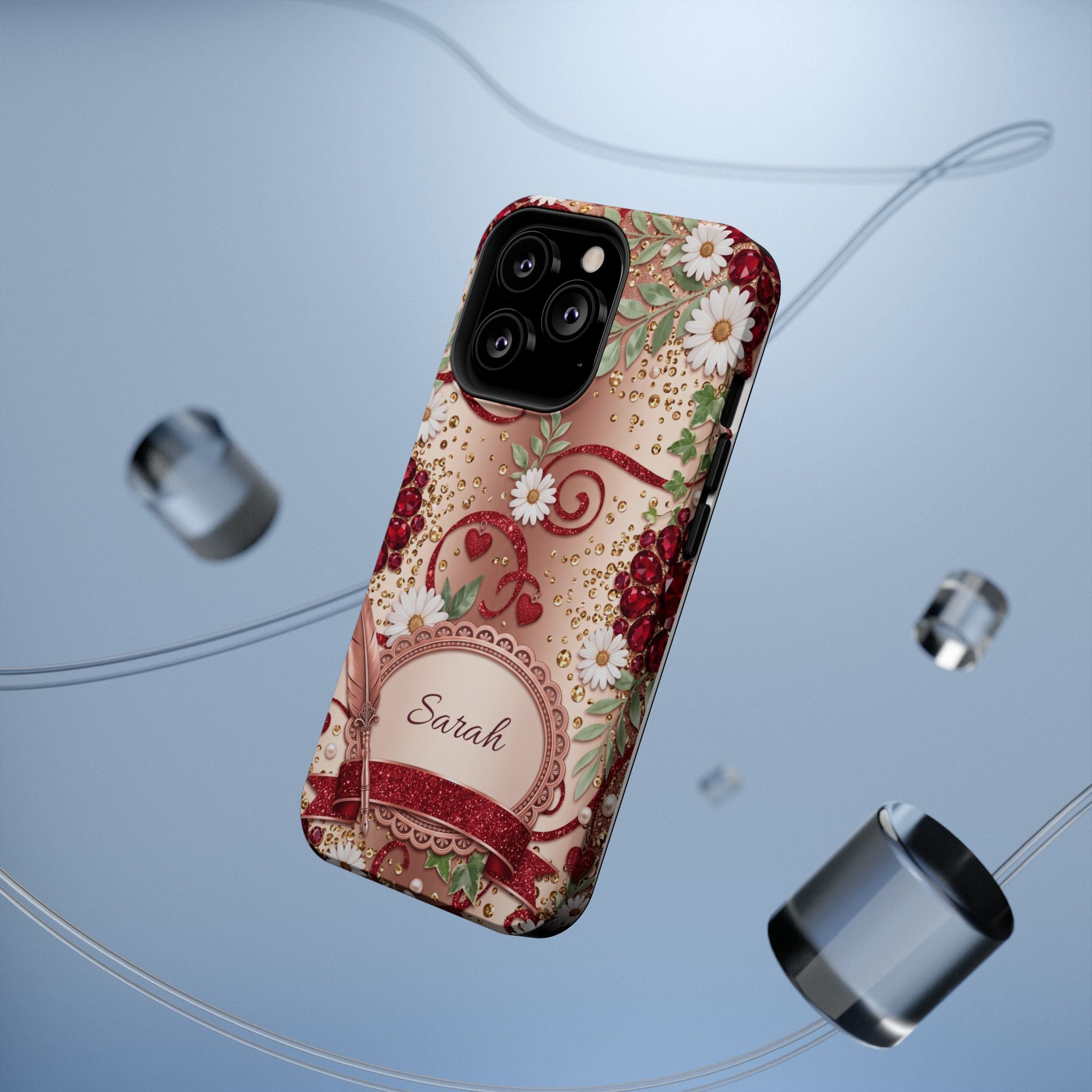 Personalized Vintage Floral Teacher Phone Case — Wireless Charging Cover