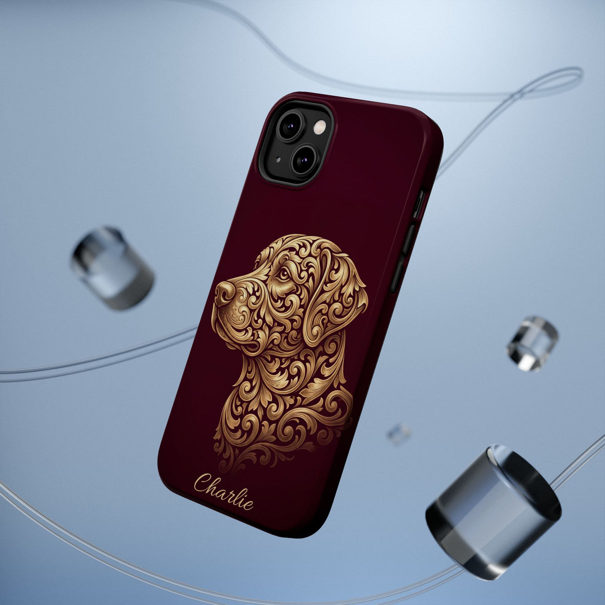 Personalized Gold Filigree Labrador Phone Case — Tough Magnetic Case with Wireless Charging
