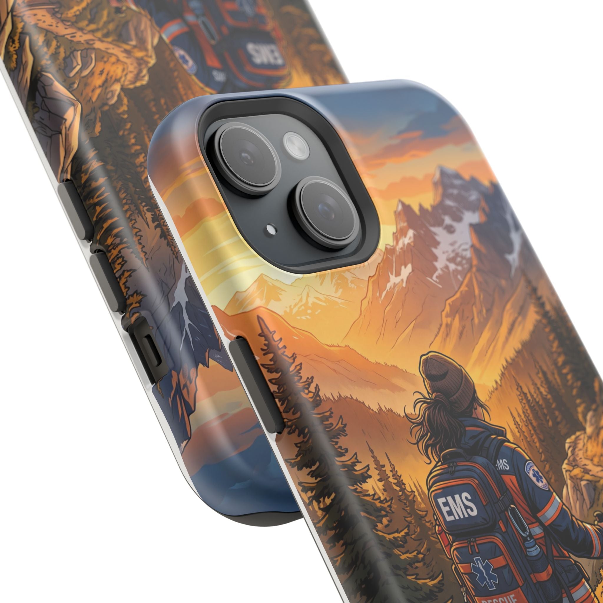Paramedic/EMT Mountain Phone Case — Magnetic Wireless Charging Cover
