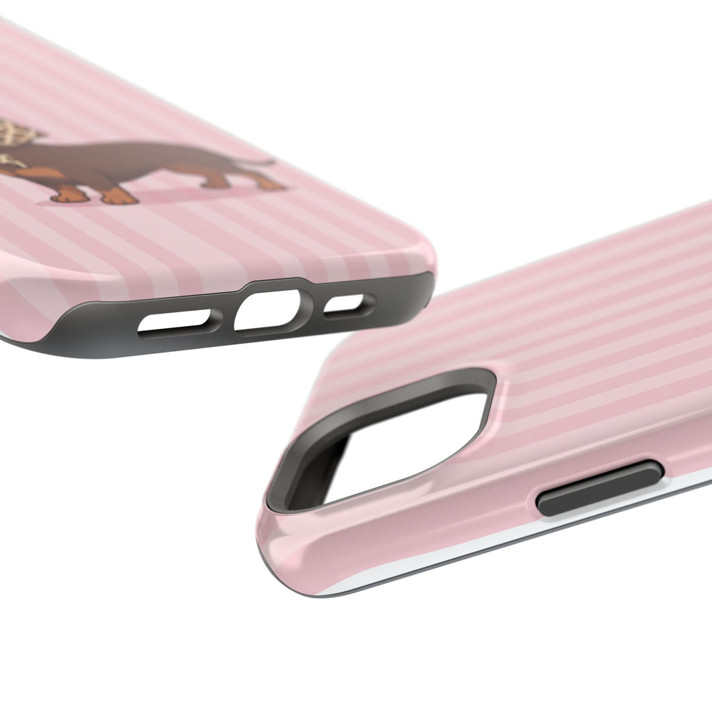 Preppy Dachshund Phone Case — Impact-Resistant Wireless Charging Cover