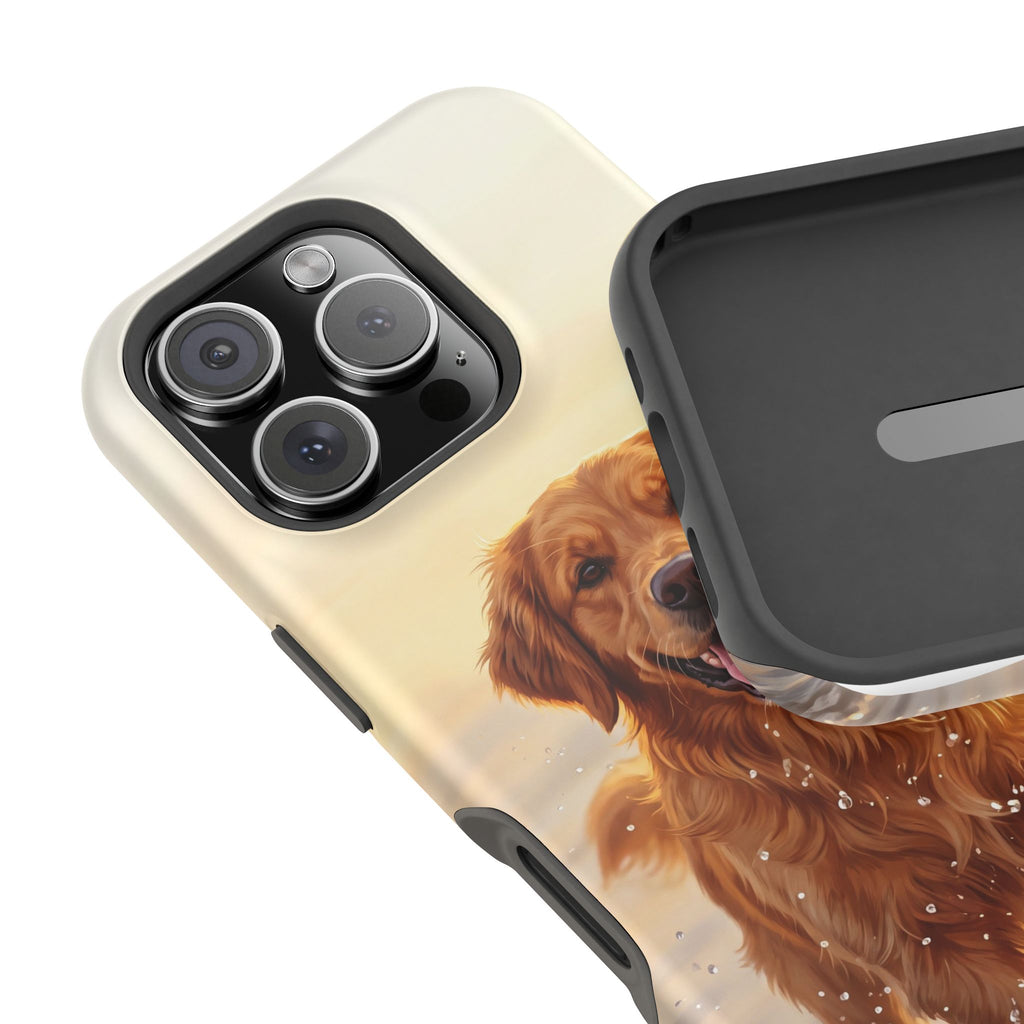 Beach Golden Retriever Phone Case — Impact-Resistant Wireless Charging Cover