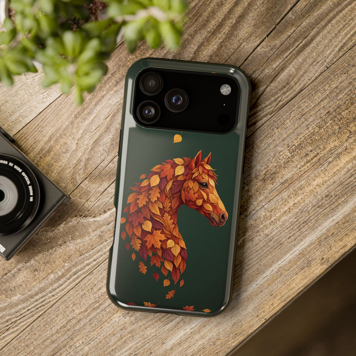 Autumn Leaves Horse Phone Case — Tough Magnetic Case with Wireless Charging