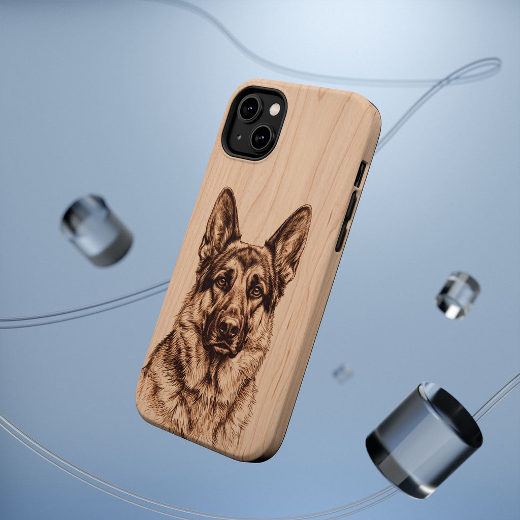 German Shepherd Phone Case | Pyrography Art — Tough Magnetic Case with Wireless Charging