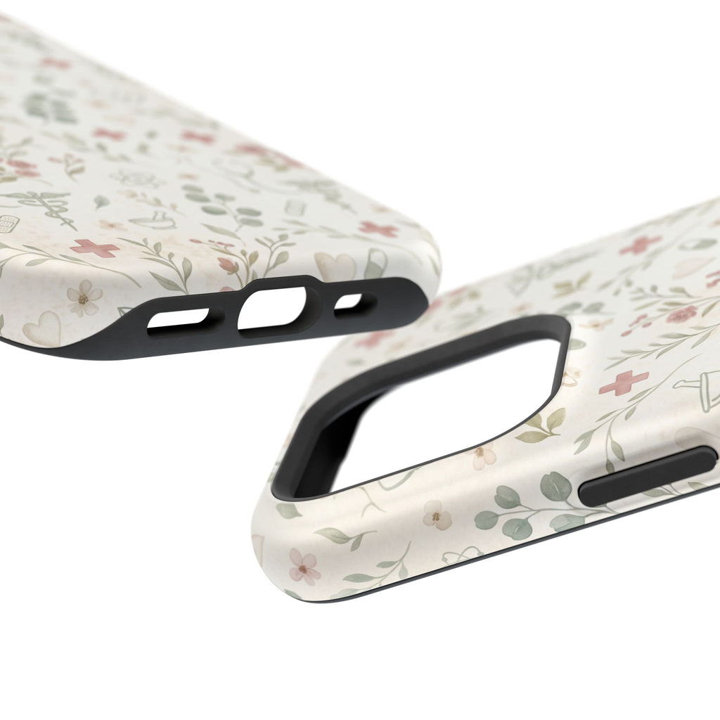 Floral Nurse Phone Case — Impact-Resistant Wireless Charging Cover
