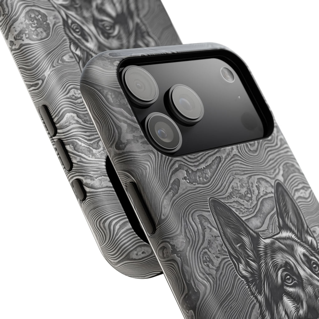 German Shepherd Phone Case | Damascus Art — Tough Magnetic Case with Wireless Charging