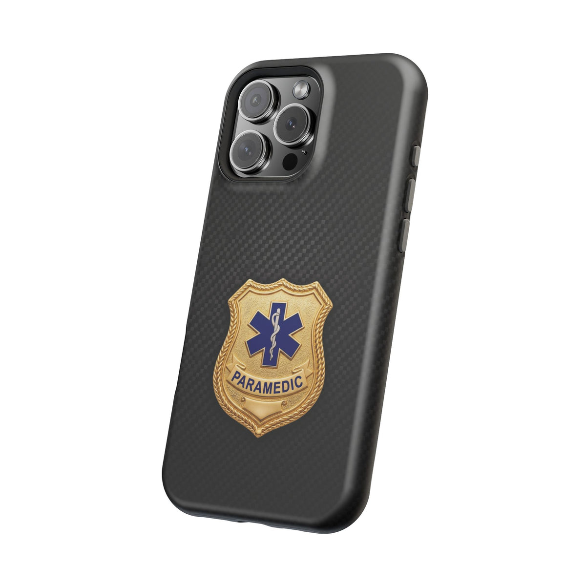 Gold Paramedic Badge Black Phone Case — Magnetic Wireless Charging Cover