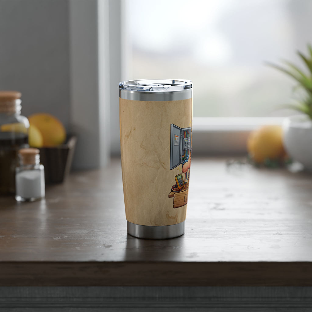 Personalized Electrician Mascot Tumbler – Custom Name Kraft Paper Design 20 oz