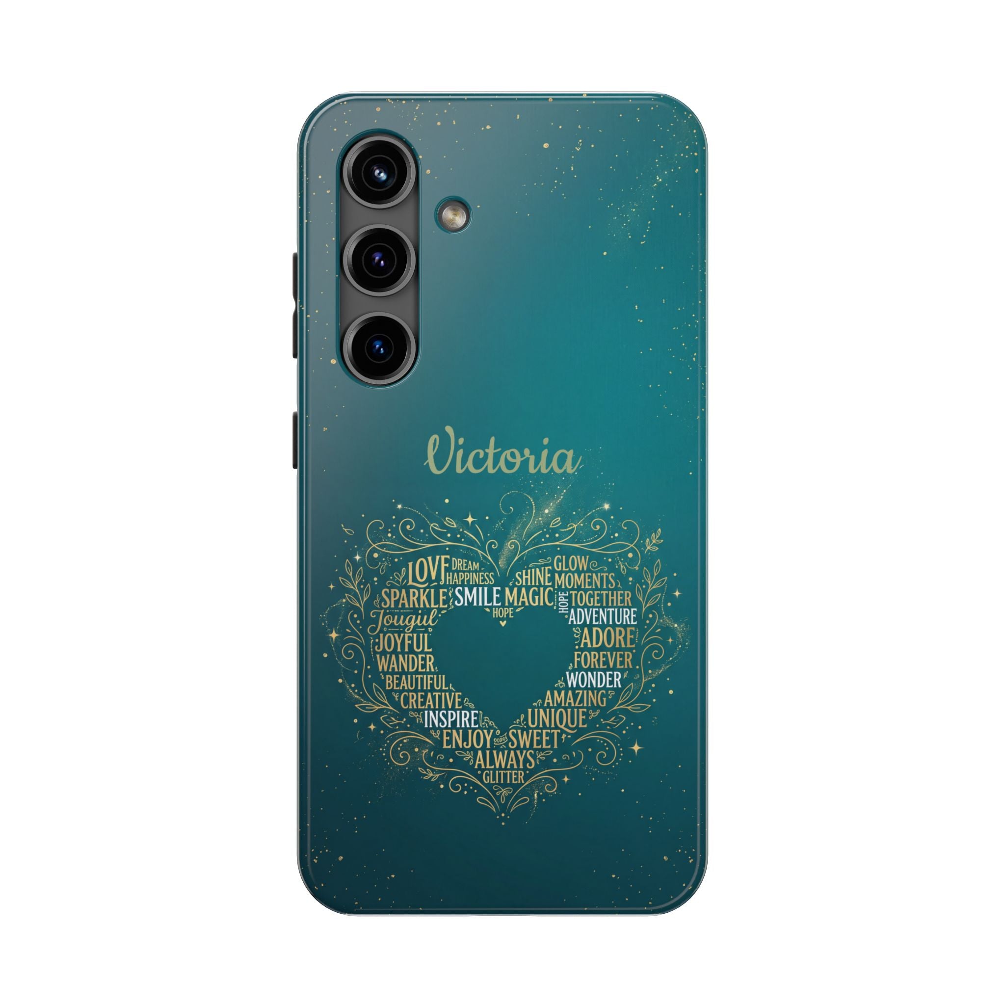 Personalized Teacher Phone Case — Custom Name Heart Word Art Design