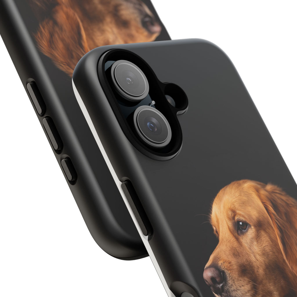 Golden Retriever Portrait Phone Case | Realistic Dog Photo on Black Background | iPhone & Samsung