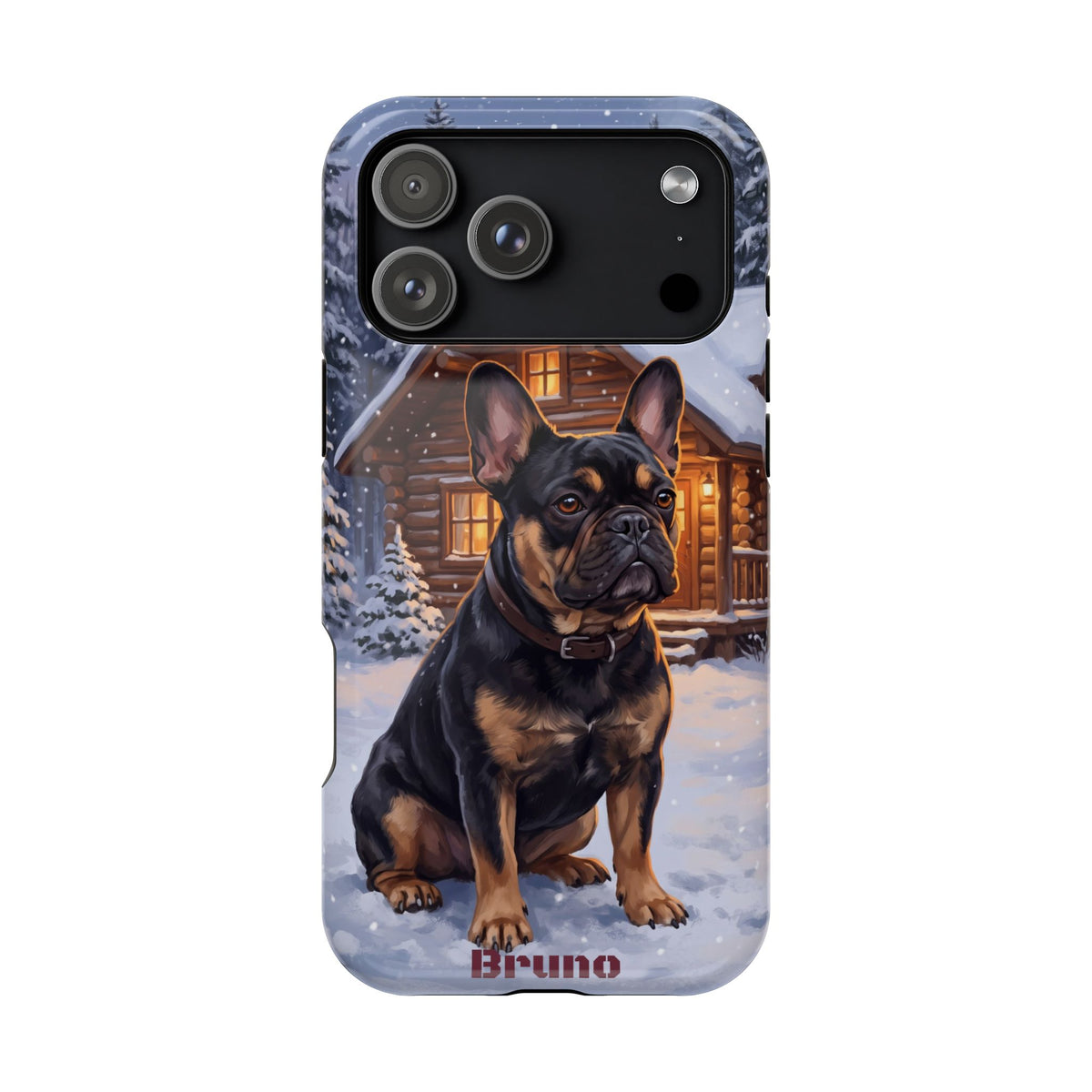 Personalized French Bulldog Cozy Cabin Phone Case — Wireless Charging Cover