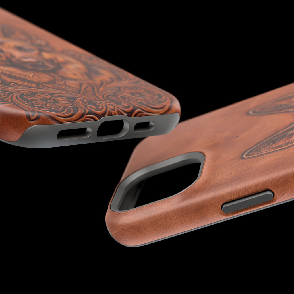 German Shepherd Phone Case | Western Tooled Art — Tough Magnetic Case with Wireless Charging
