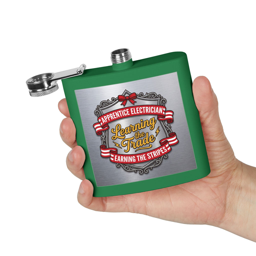 Flask — "Apprentice Electrician: Learning the Trade, Earning the Stripes" 6oz Stainless Steel