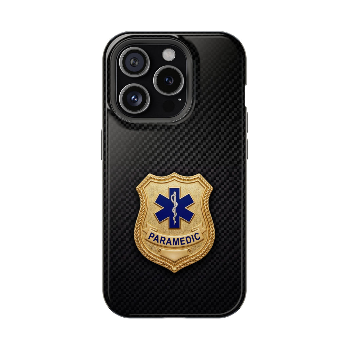 Gold Paramedic Badge Black Phone Case — Magnetic Wireless Charging Cover