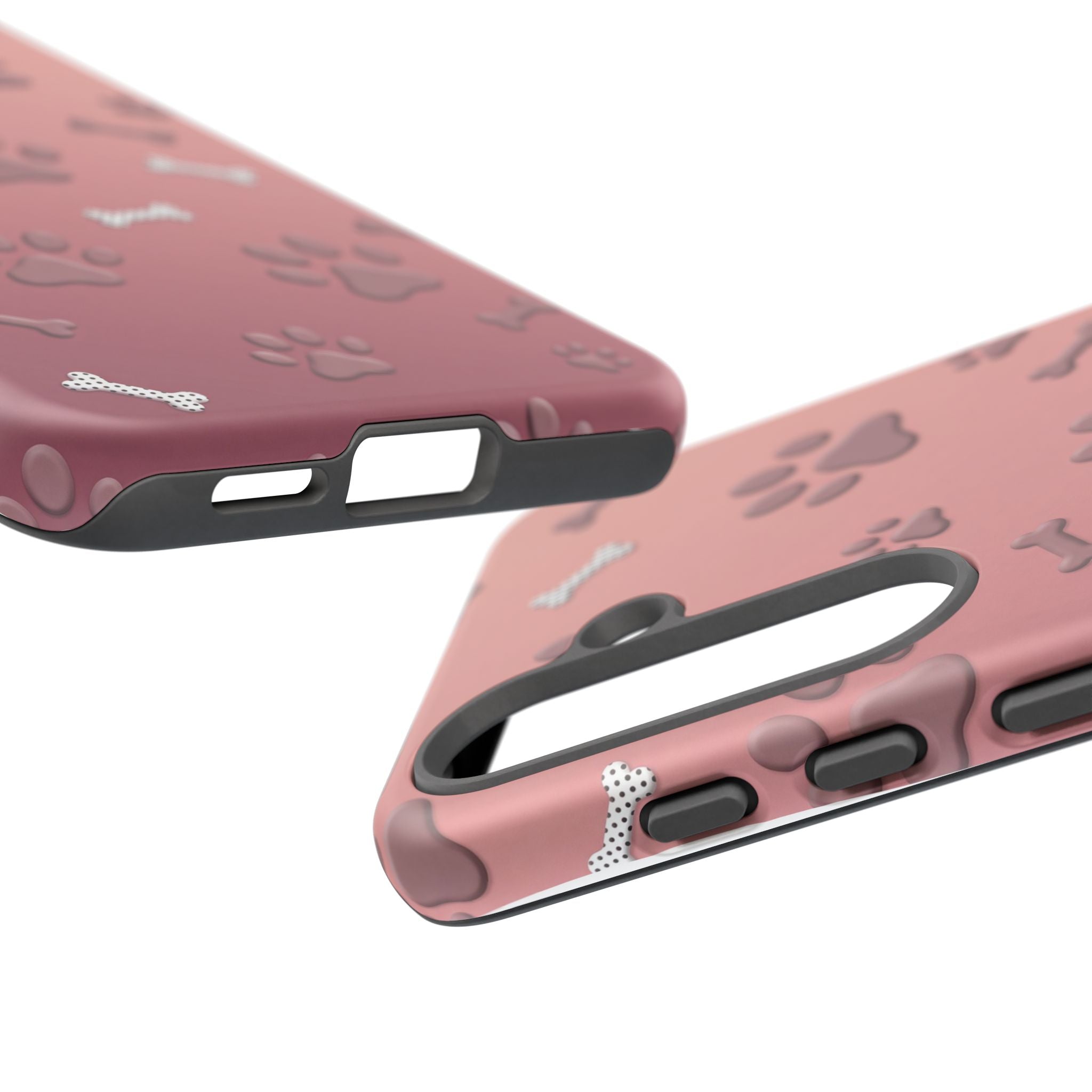 iPhone & Samsung Phone Case | Paw Print & Bone  | Dusty Rose Pattern Case for Frenchie Lovers