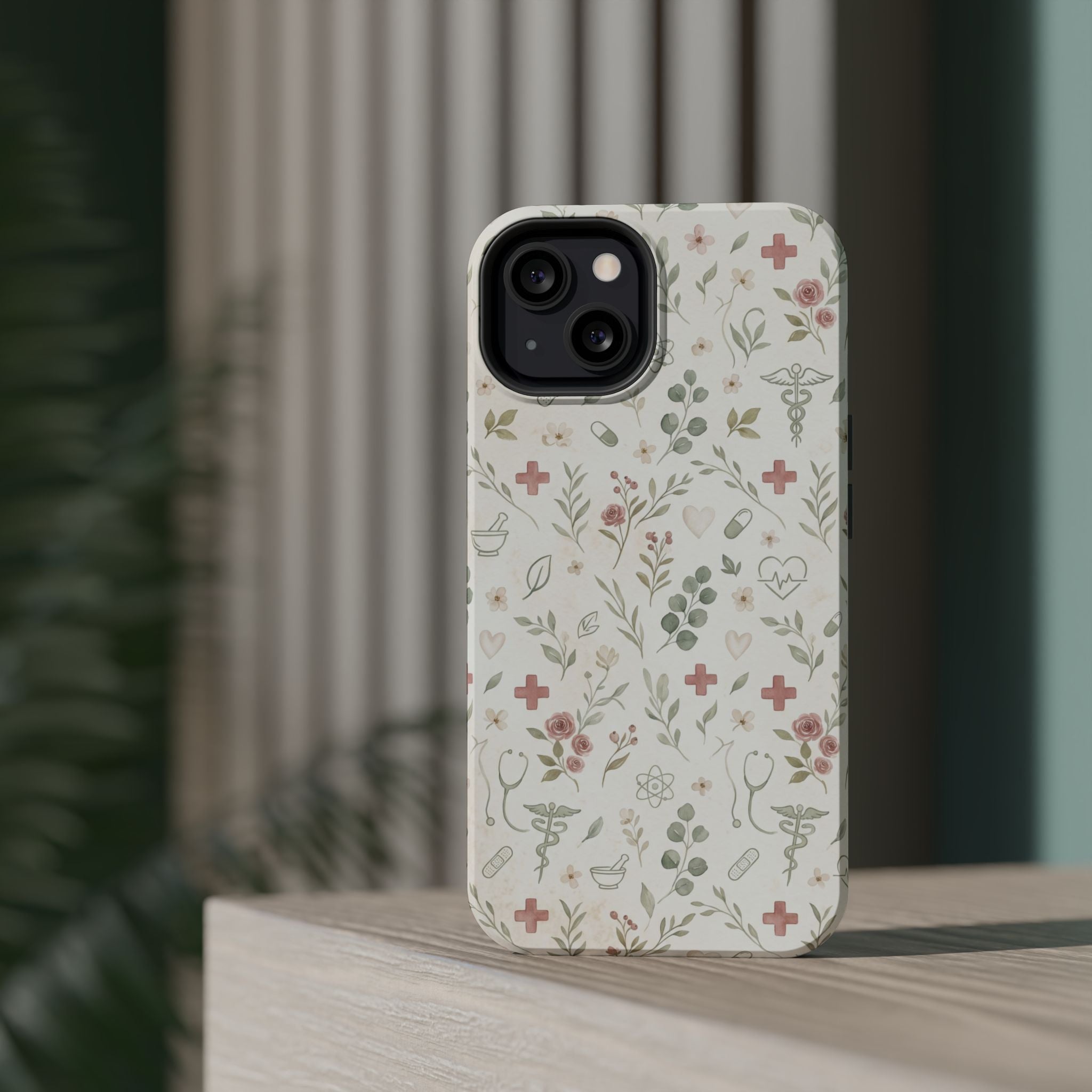 Floral Nurse Phone Case — Impact-Resistant Wireless Charging Cover