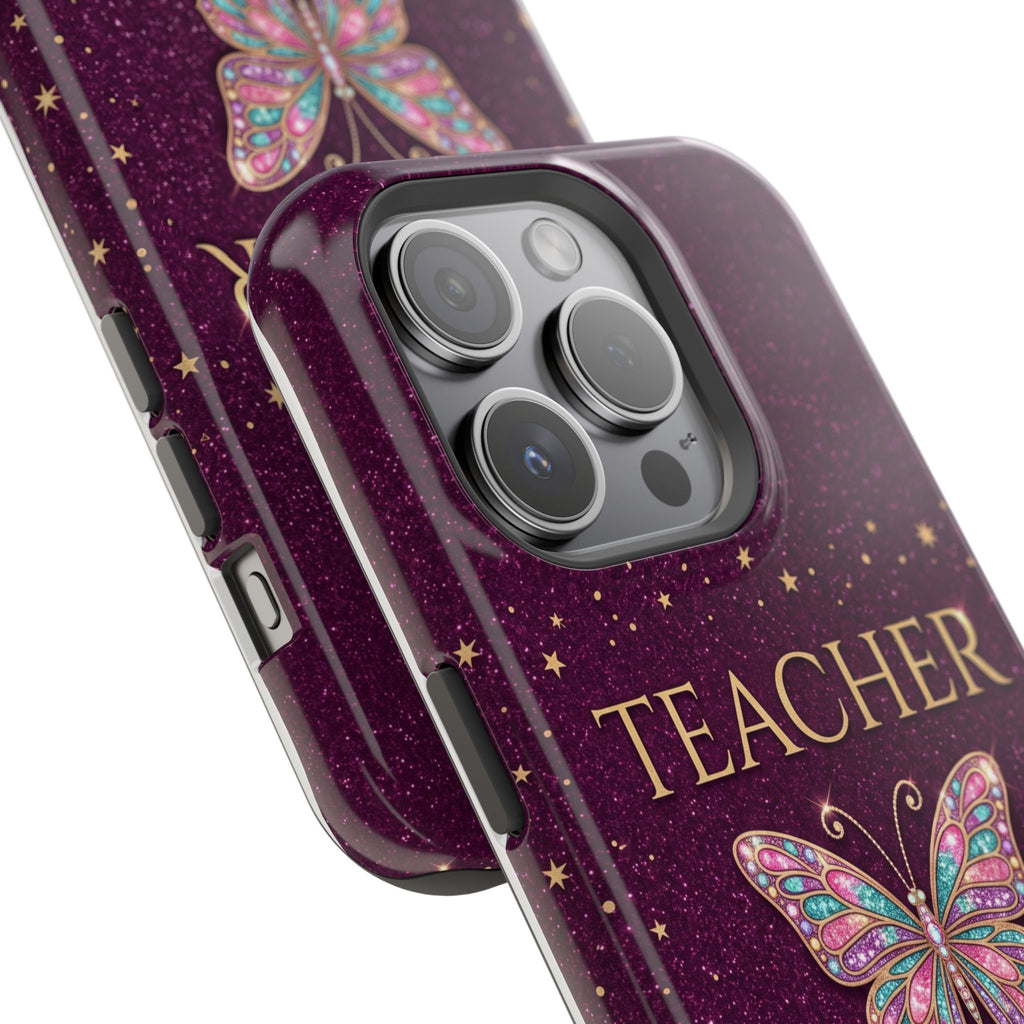Teacher Life Glitter Butterfly Phone Case — Wireless Charging Cover