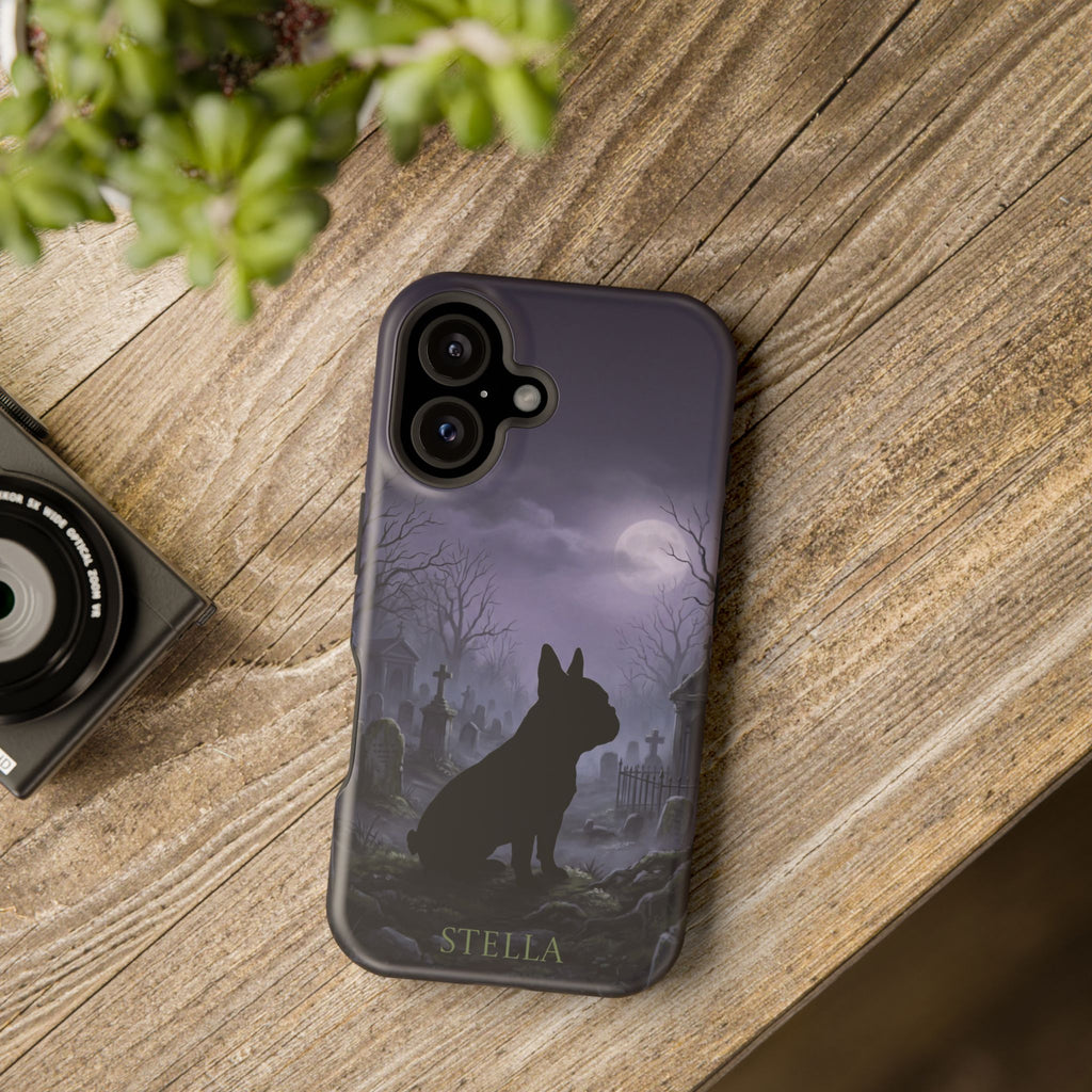 Personalized French Bulldog Moonlit Graveyard Phone Case — Wireless Charging Cover