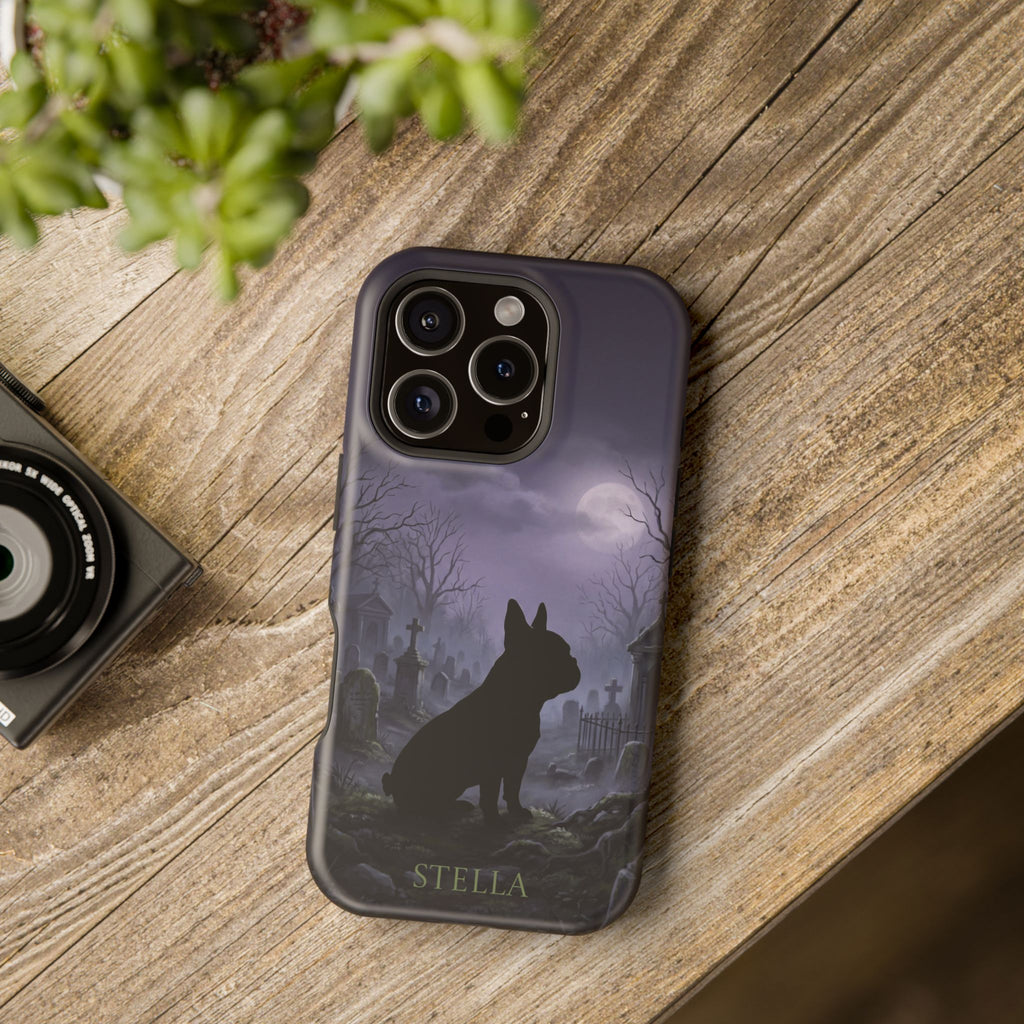 Personalized French Bulldog Moonlit Graveyard Phone Case — Wireless Charging Cover