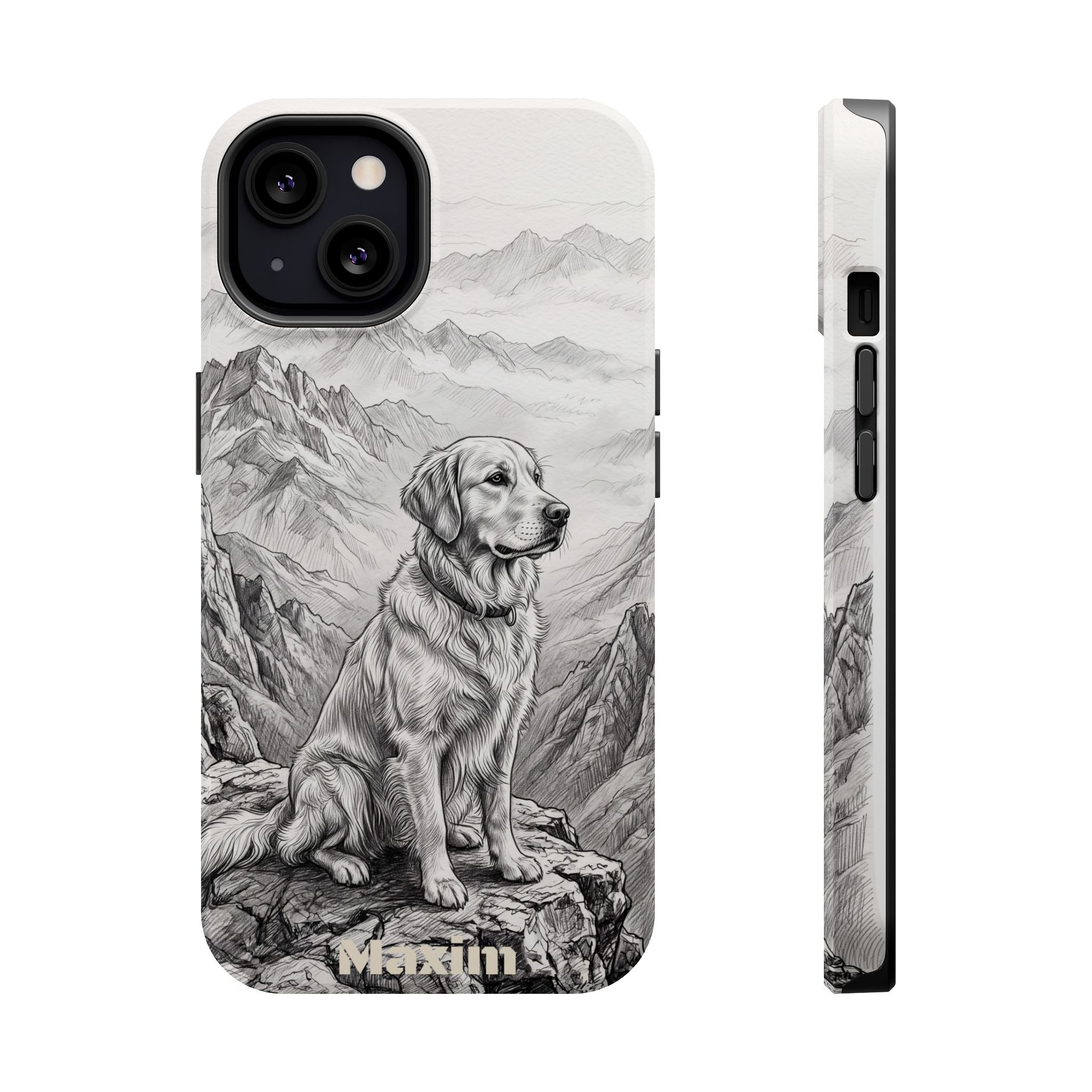 Personalized Golden Retriever Mountain Peak Phone Case — Wireless Charging Cover