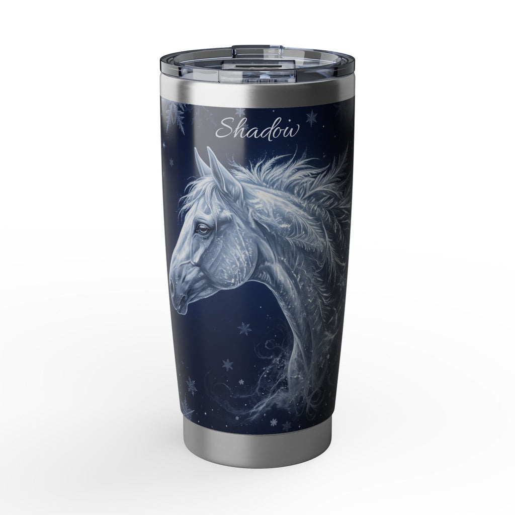 Horse Personalized Tumbler | Winter Frost Art — 20 oz Stainless Travel Mug