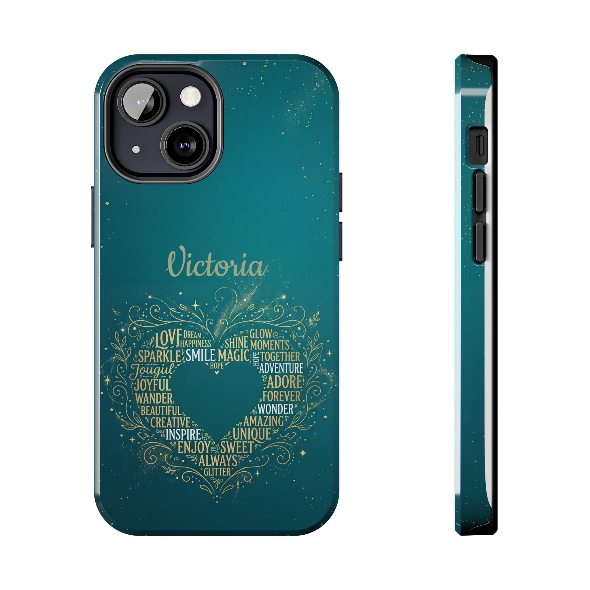 Personalized Teacher Phone Case — Custom Name Heart Word Art Design