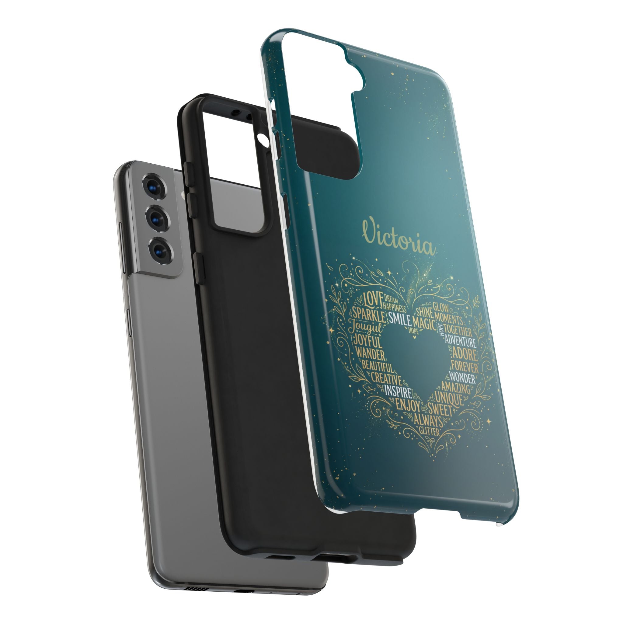 Personalized Teacher Phone Case — Custom Name Heart Word Art Design