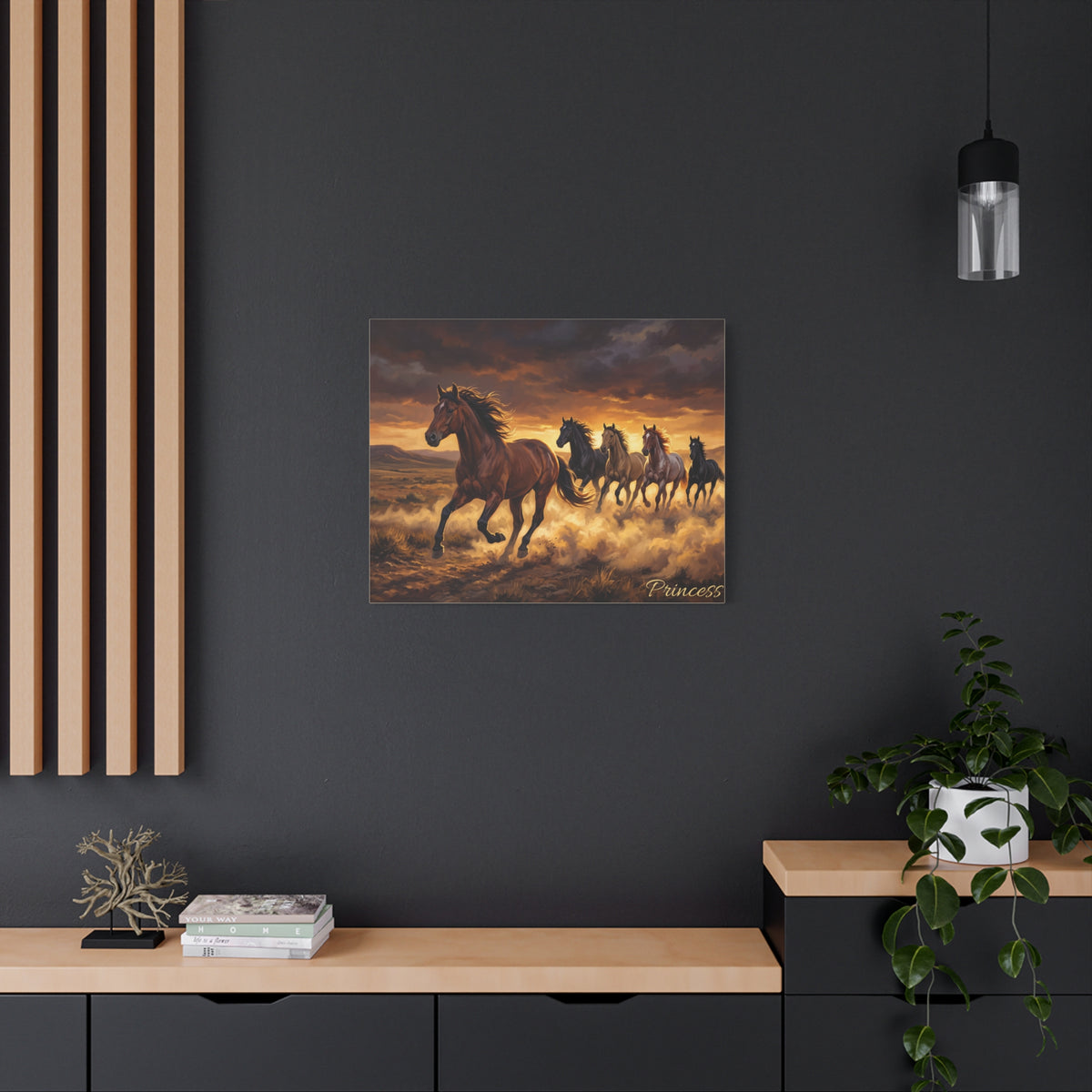 Horse Personalized Canvas | Wild Mustang Stampede Wall Art