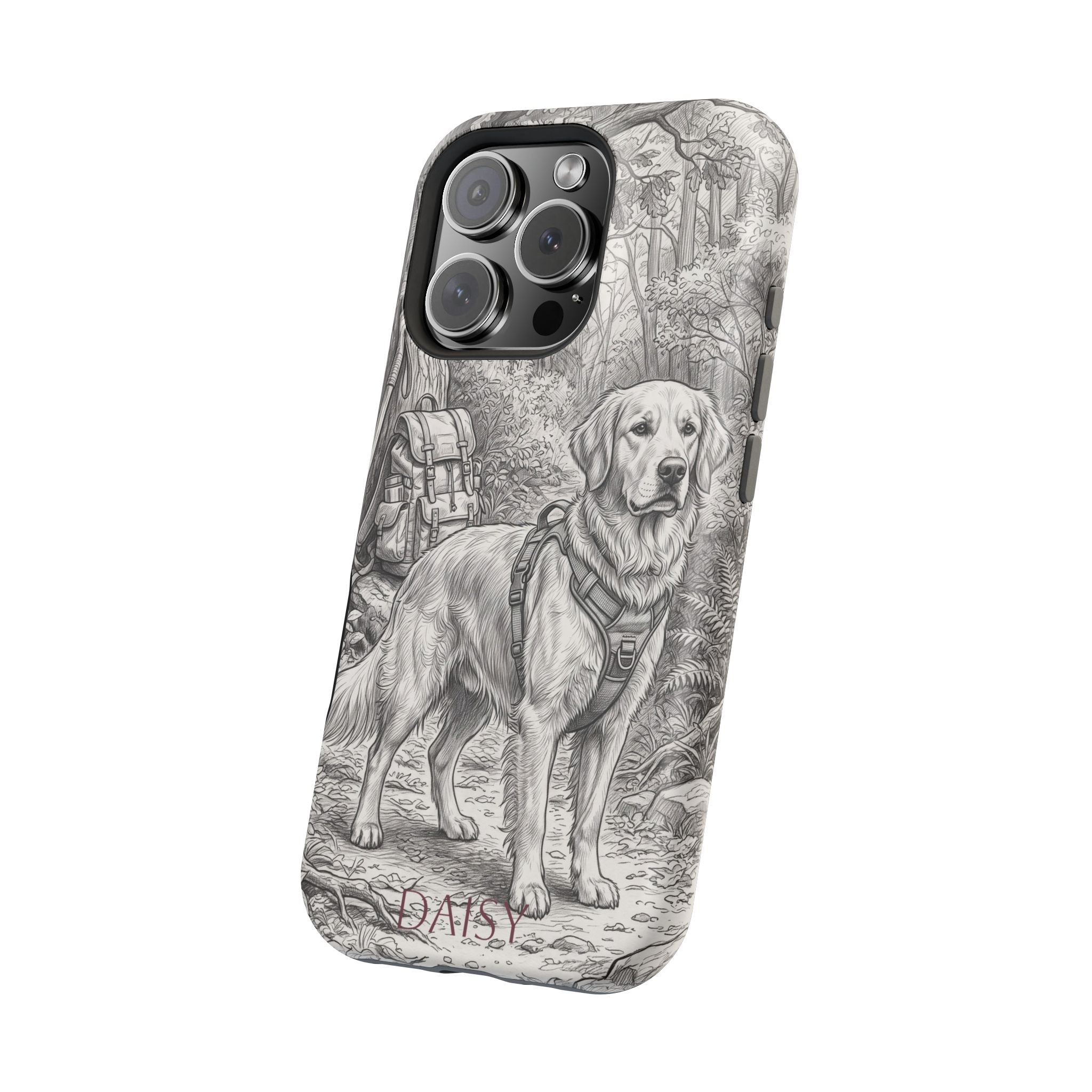 Personalized Golden Retriever Woodland Trail Phone Case — Wireless Charging Cover