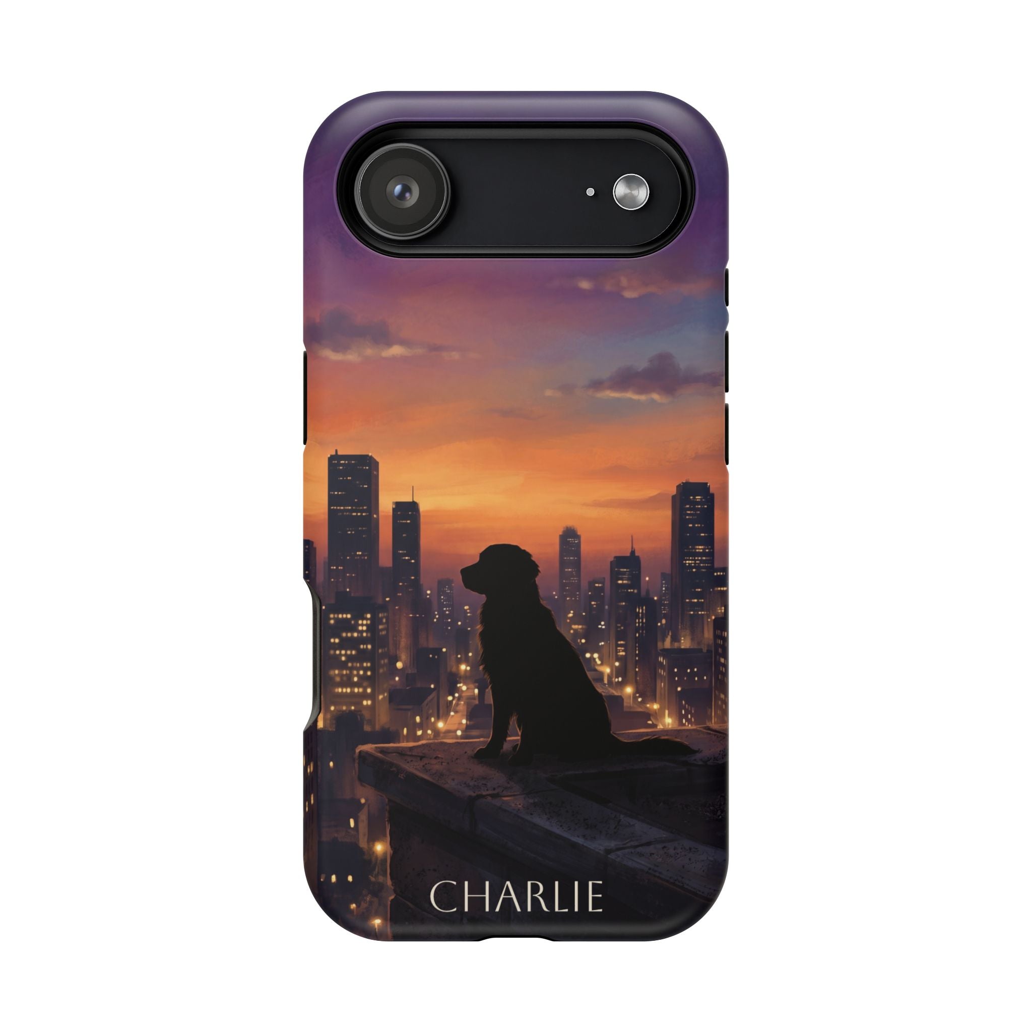 Personalized Golden Retriever City Skyline Phone Case — Wireless Charging Cover