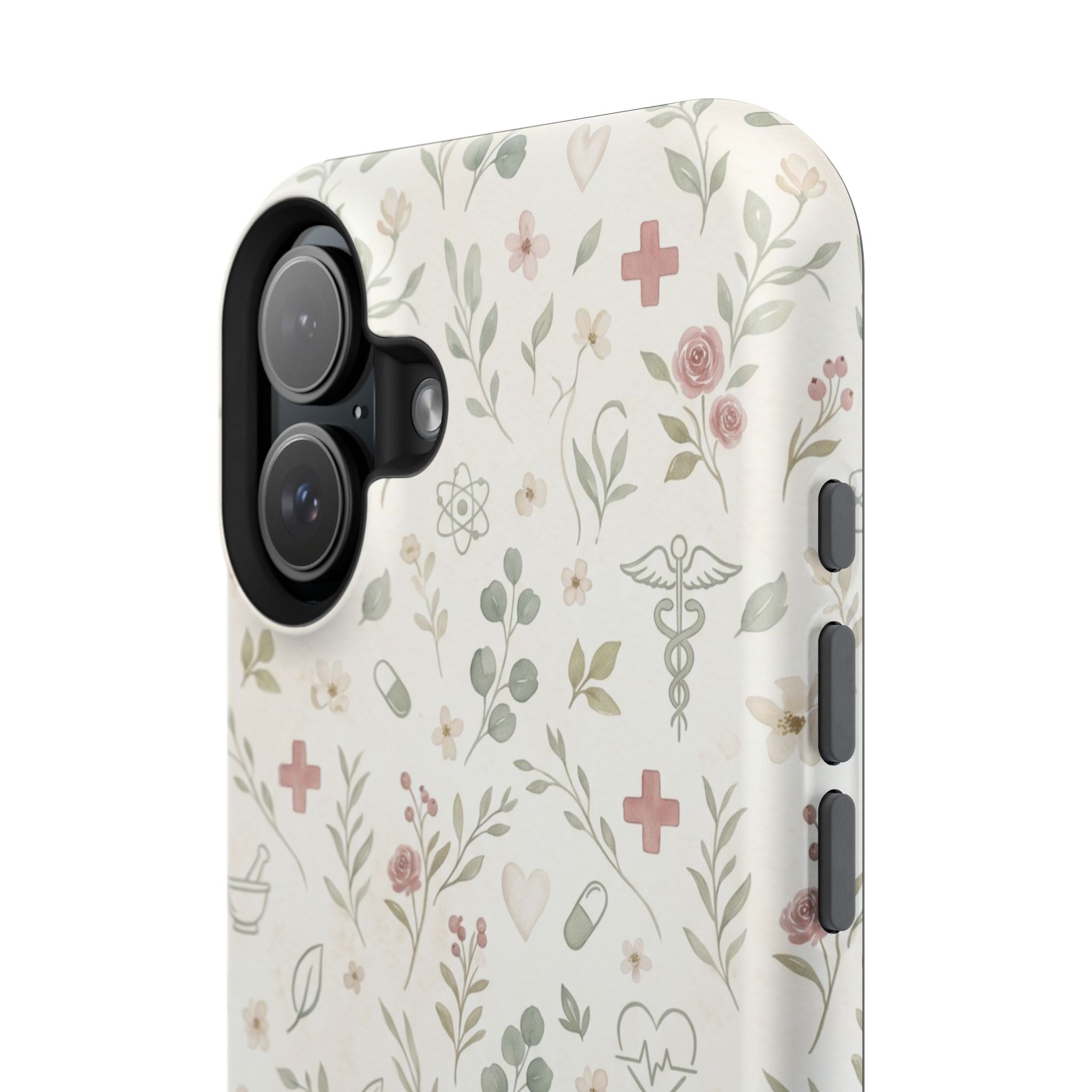 Floral Nurse Phone Case — Impact-Resistant Wireless Charging Cover