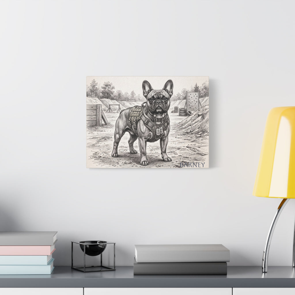 French Bulldog Military Sketch Personalized Canvas | Tactical Training Wall Art