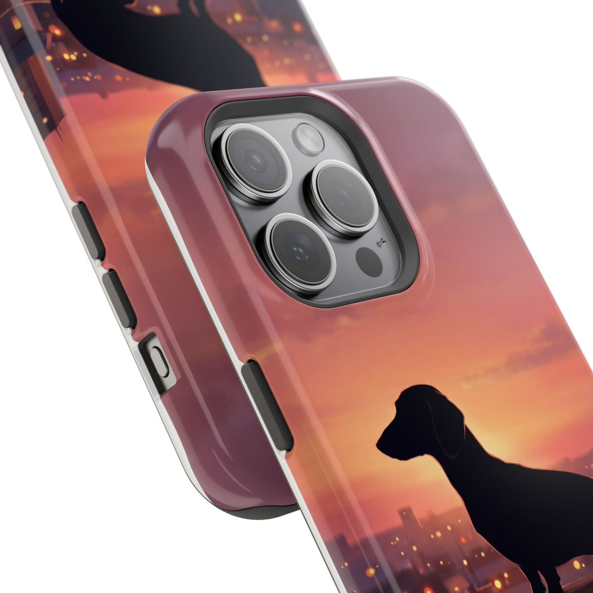 Personalized Dachshund Rooftop Sunset Phone Case — Wireless Charging Cover