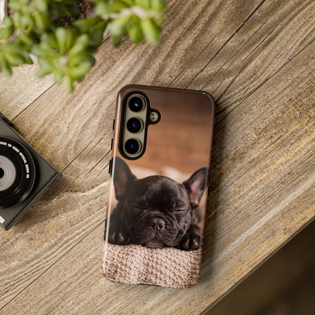 Sleeping French Bulldog Phone Case | Cozy Frenchie Resting on Blanket | iPhone & Samsung
