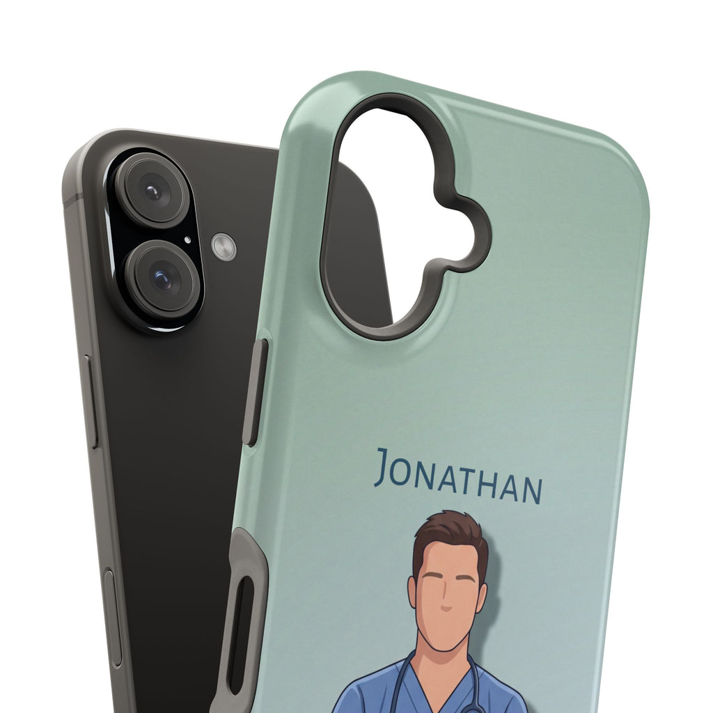Personalized Nurse Portrait Phone Case — Impact-Resistant Wireless Charging Cover