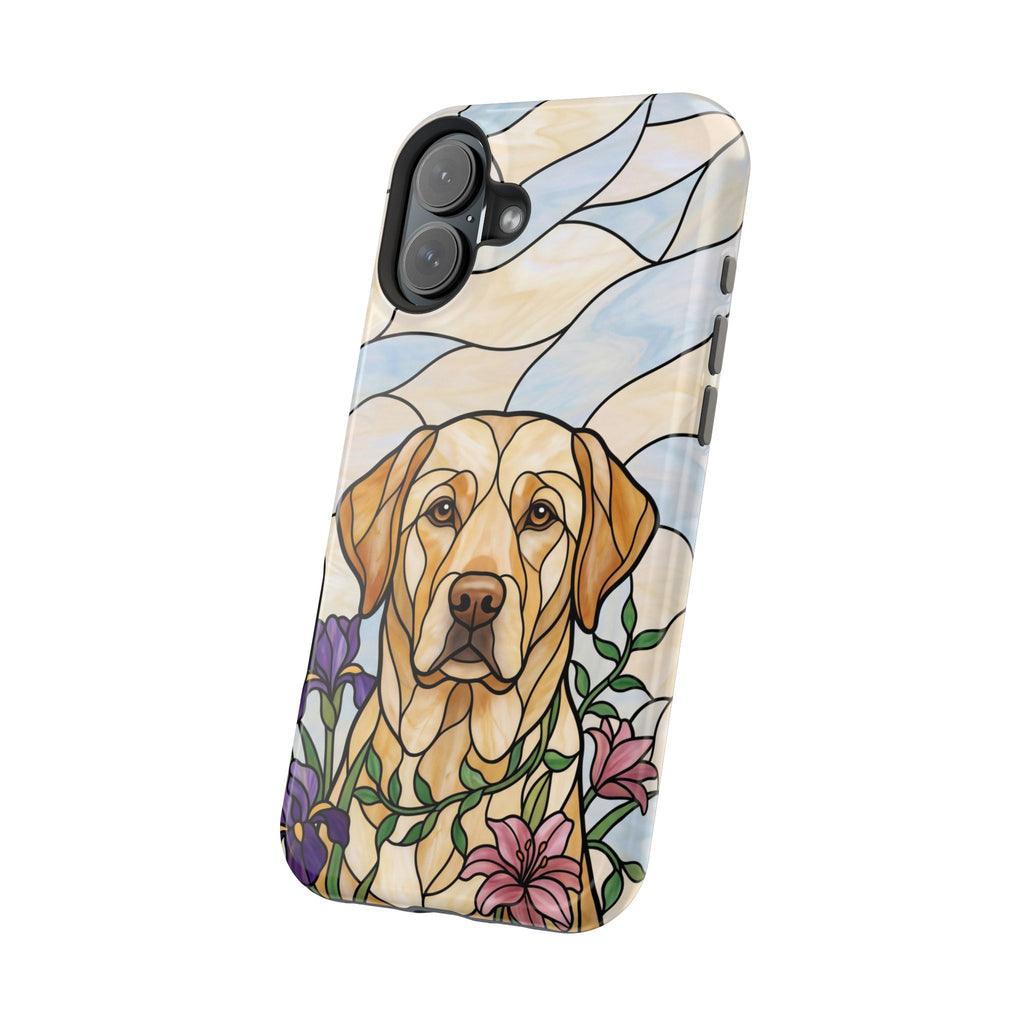 Floral Stained Glass Labrador Phone Case — Tough Magnetic Case with Wireless Charging