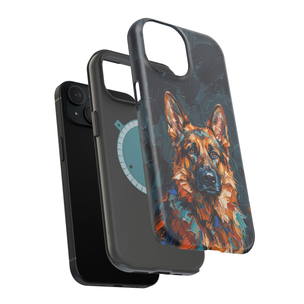 German Shepherd Phone Case | Palette Knife Painting Art — Tough Magnetic Case with Wireless Charging