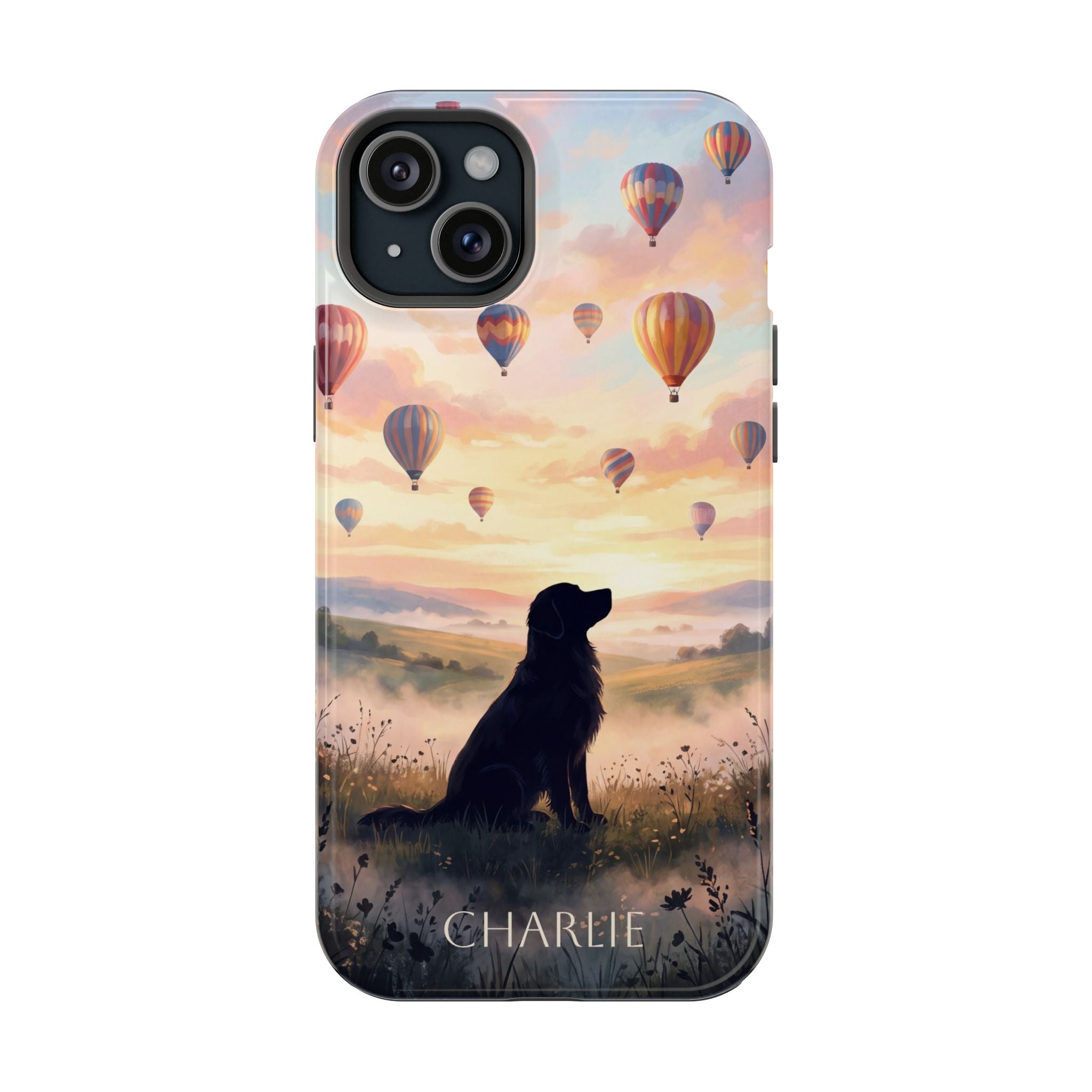 Personalized Golden Retriever Hot Air Balloon Phone Case — Wireless Charging Cover