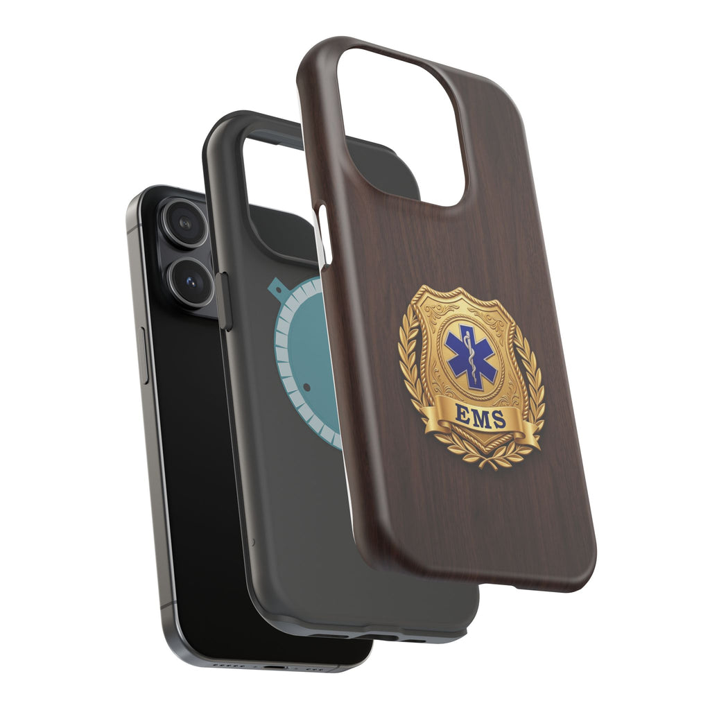 Gold EMS Laurel Badge Wood Phone Case — Magnetic Wireless Charging Cover