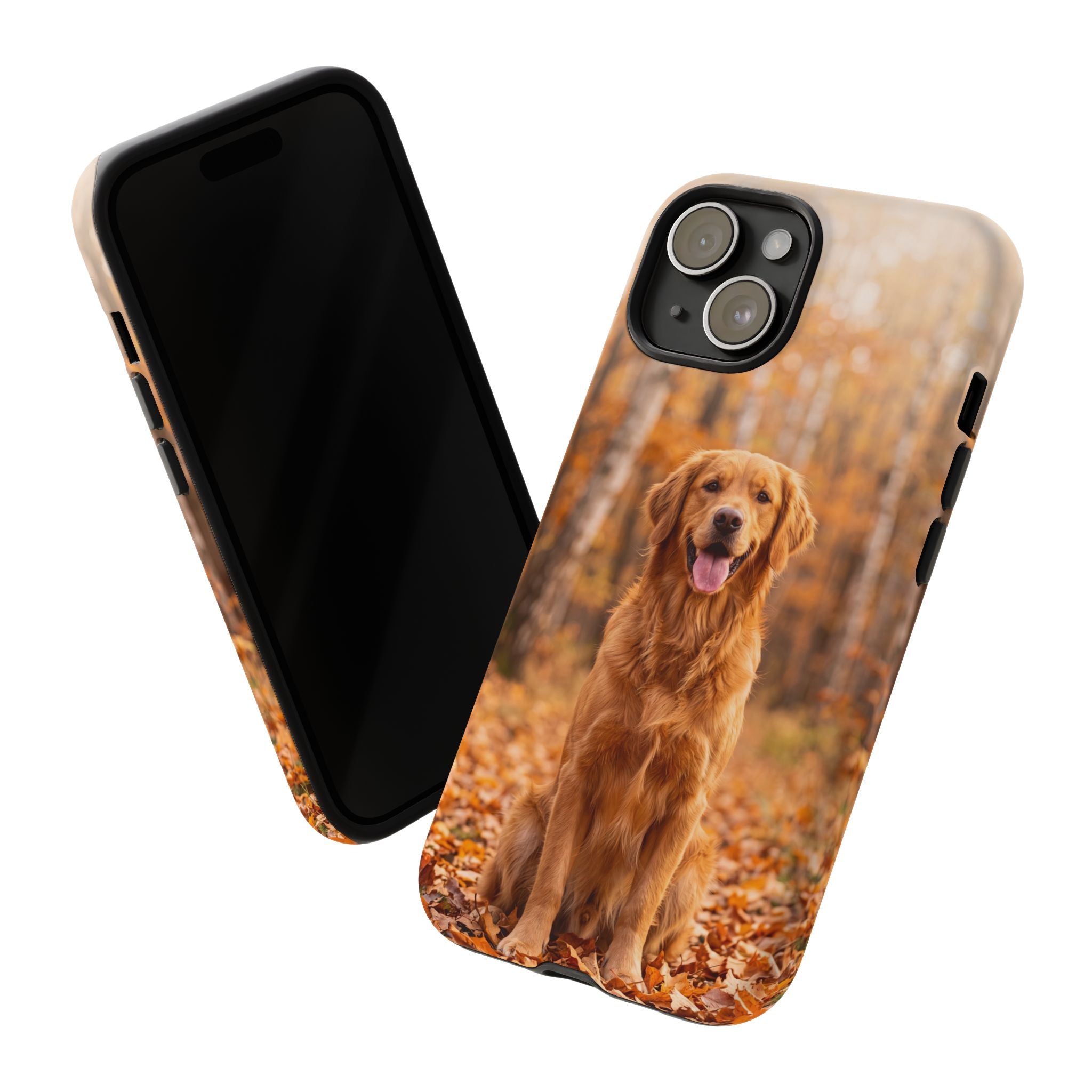 Golden Retriever Autumn Forest Phone Case | Happy Dog in Fall Foliage | Samsung & iPhone