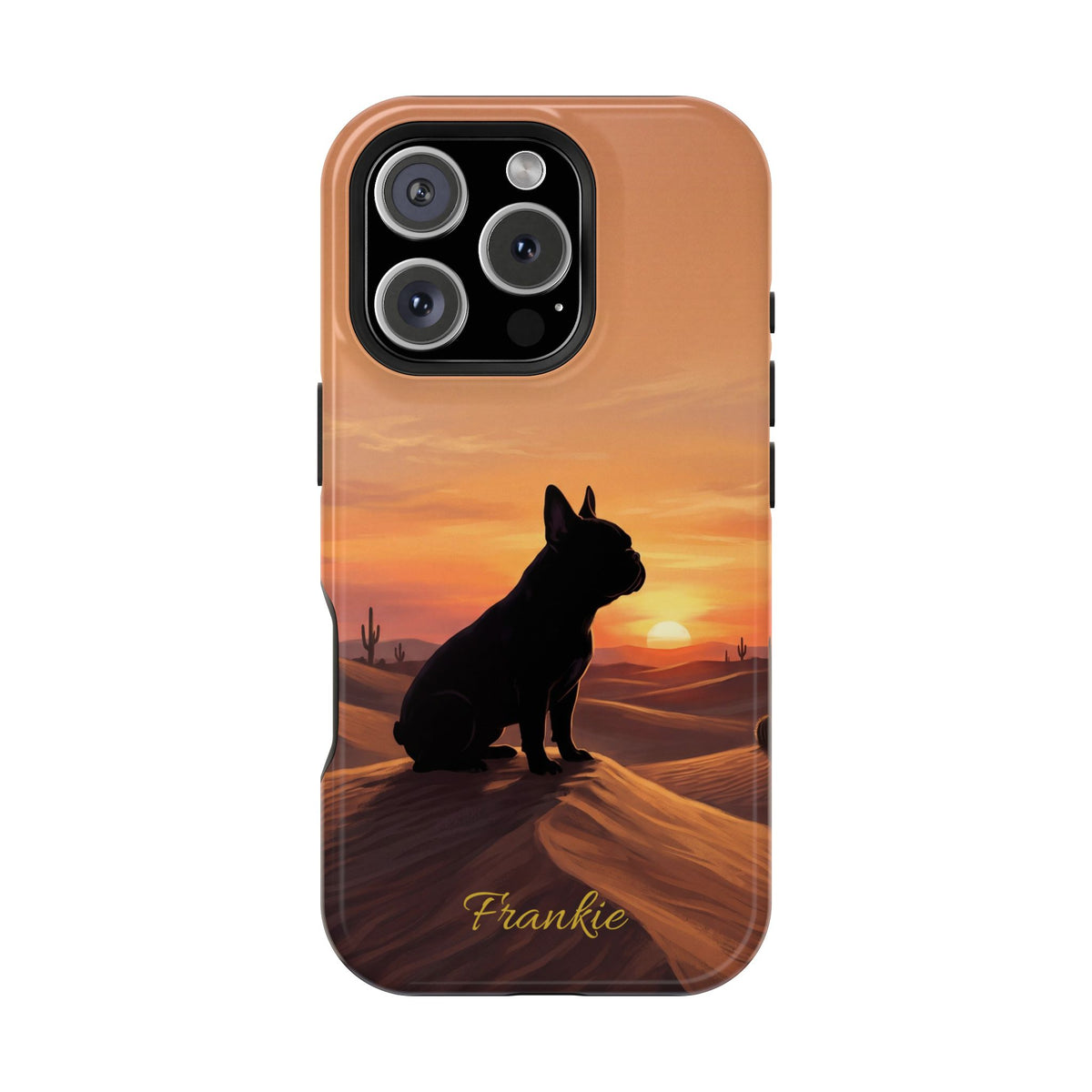 Personalized French Bulldog Desert Sunset Phone Case — Wireless Charging Cover