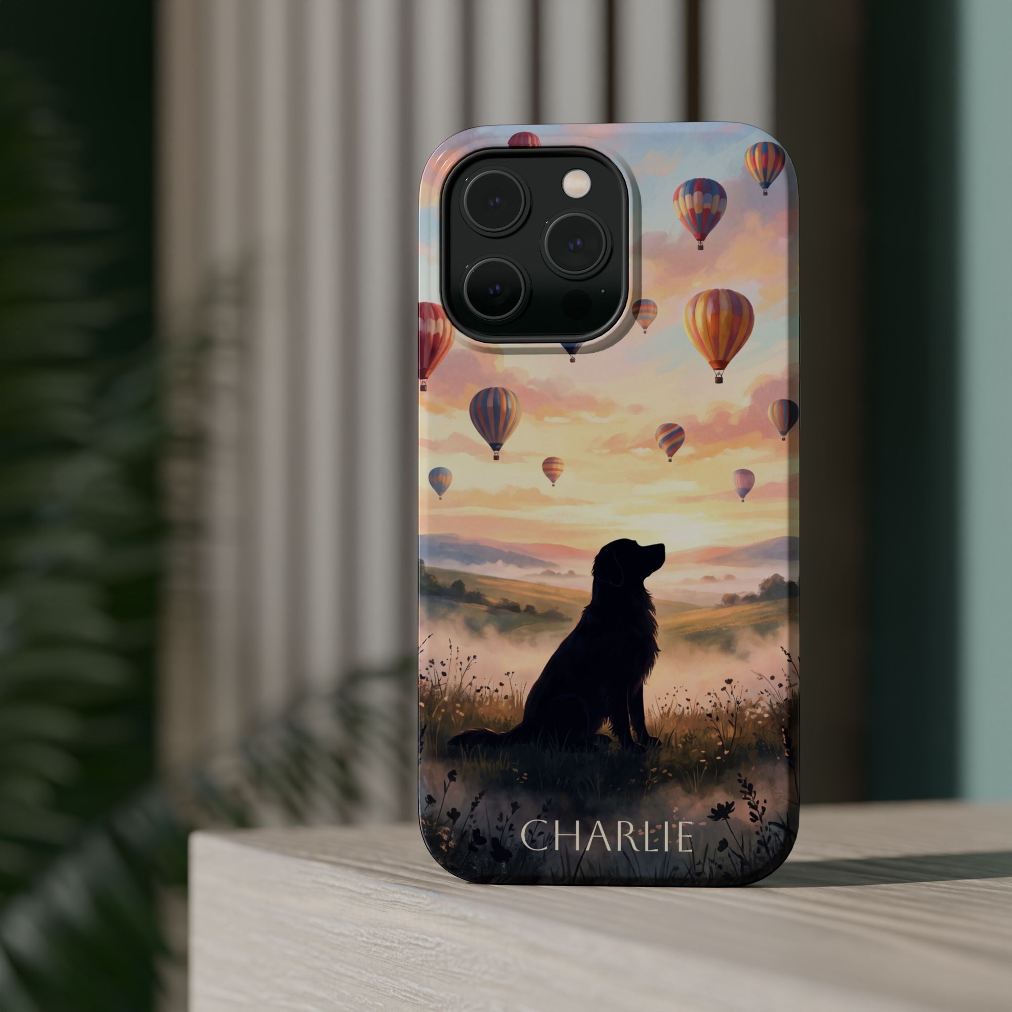 Personalized Golden Retriever Hot Air Balloon Phone Case — Wireless Charging Cover