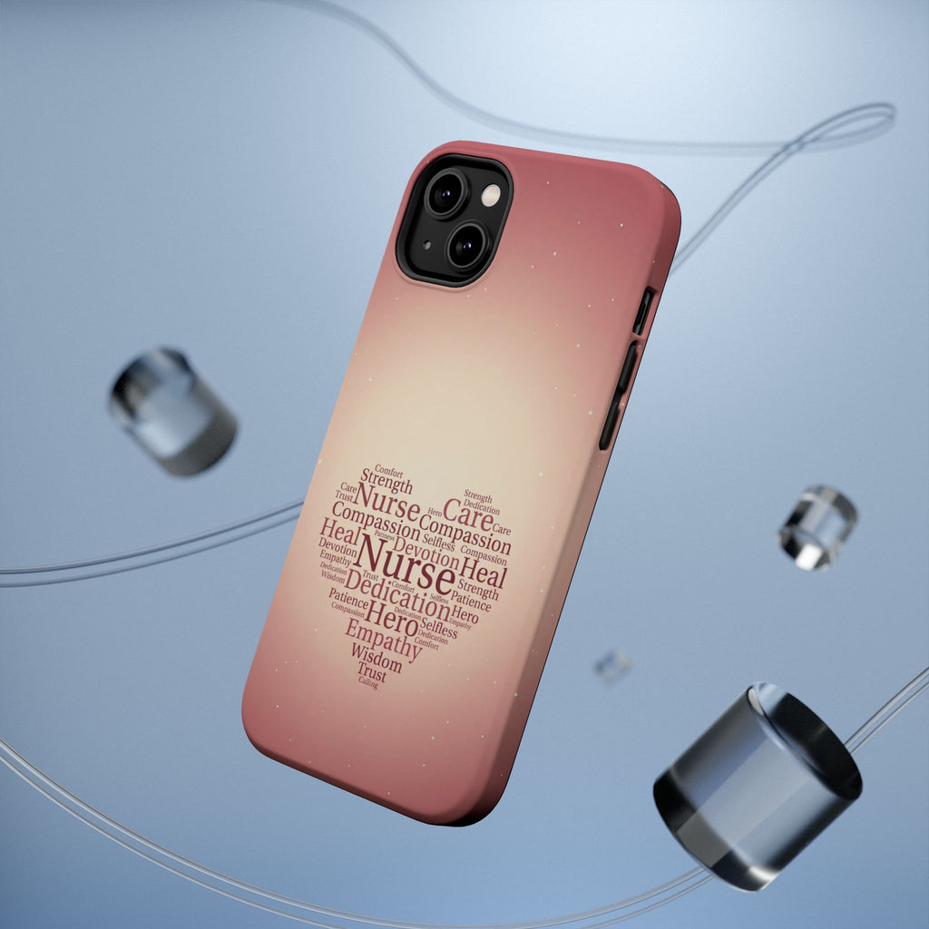 Nurse Heart Word Art Phone Case — Impact-Resistant Wireless Charging Cover